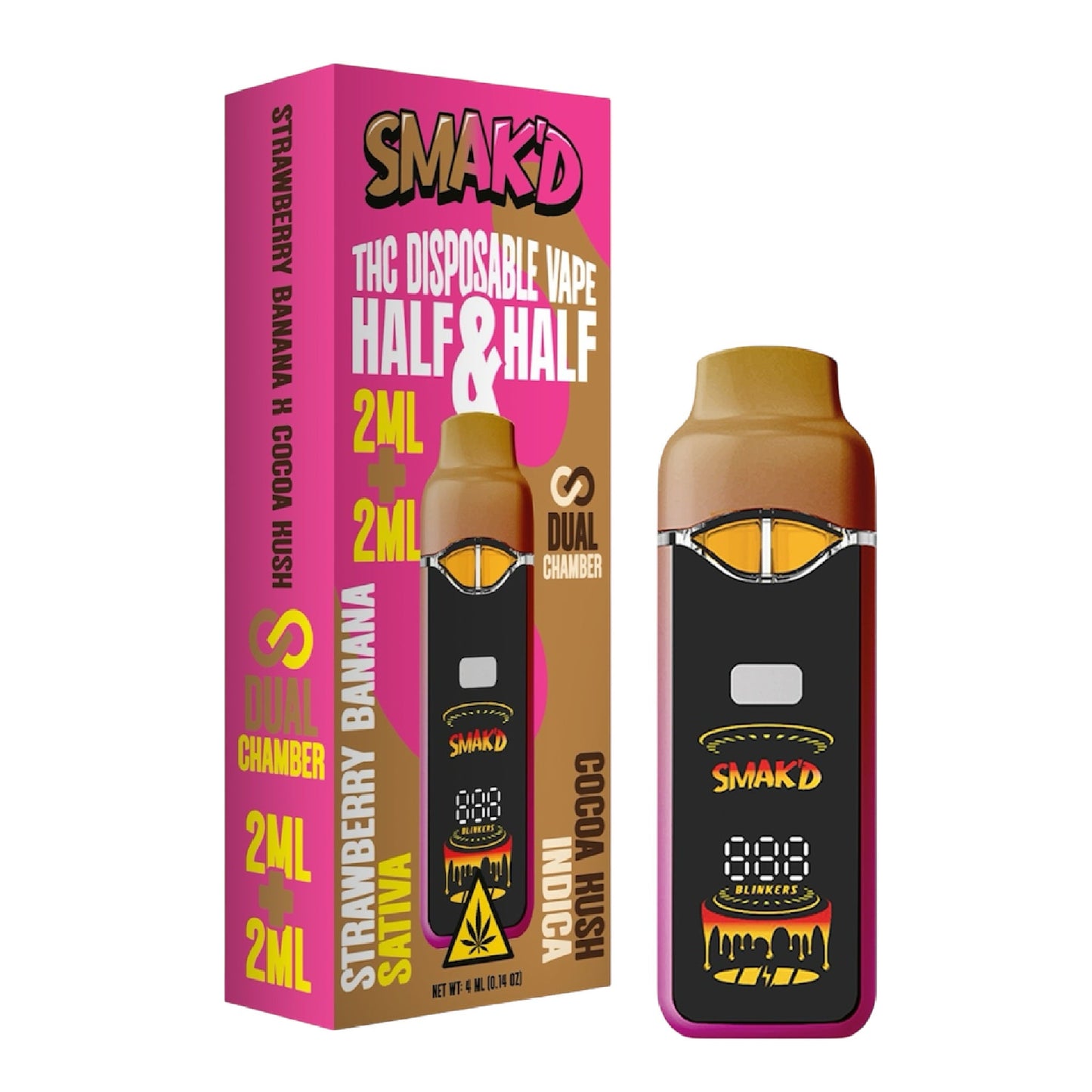 Smakd Half & Half Live Resin THC Dual Vaporizer - 4000mg Strawberry Banana / Cocoa Kush