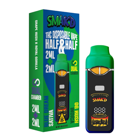 Smakd Half & Half Live Resin THC Dual Vaporizer - 4000mg Blue Dream / OG Kush