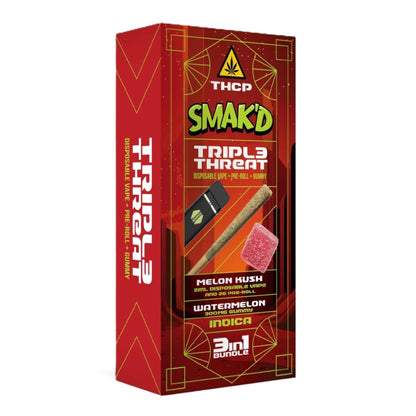 Smakd Triple Threat 3 in 1 - Vape+Pre-roll+Gummy Melon Kush - Watermelon