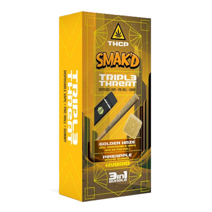 Smakd Triple Threat 3 in 1 - Vape+Pre-roll+Gummy Golden Haze - Pineapple