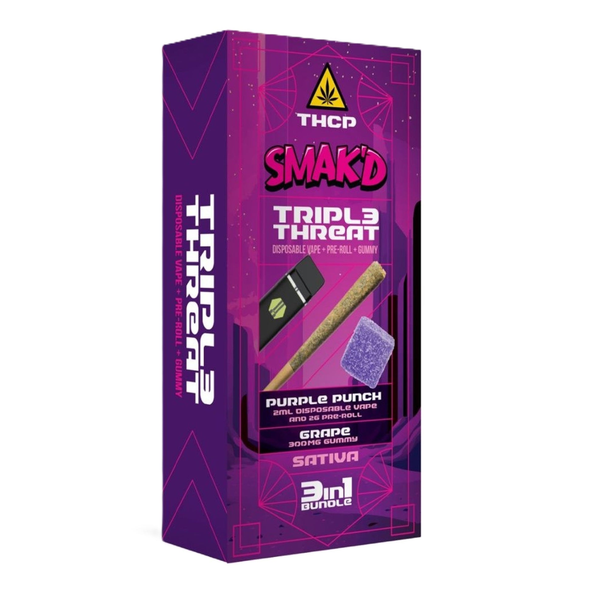 Smakd Triple Threat 3 in 1 - Vape+Pre-roll+Gummy - Everything 420 Smakd Triple Threat 3 in 1 - Vape+Pre-roll+Gummy - Everything 420