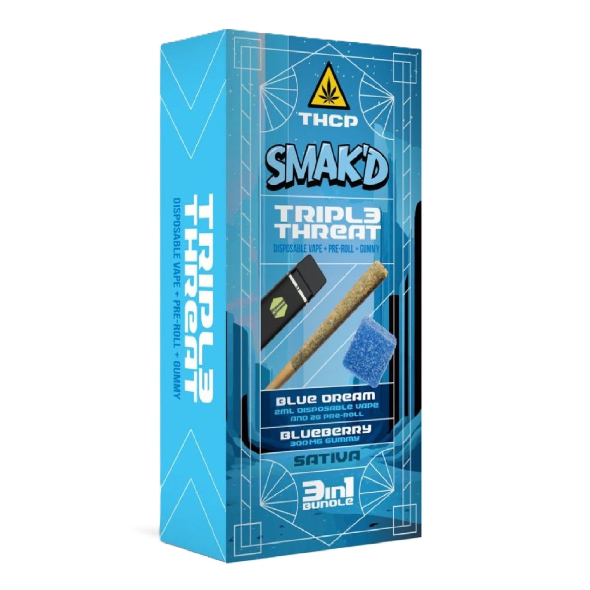 Smakd Triple Threat 3 in 1 - Vape+Pre-roll+Gummy Blue Dream - Blueberry