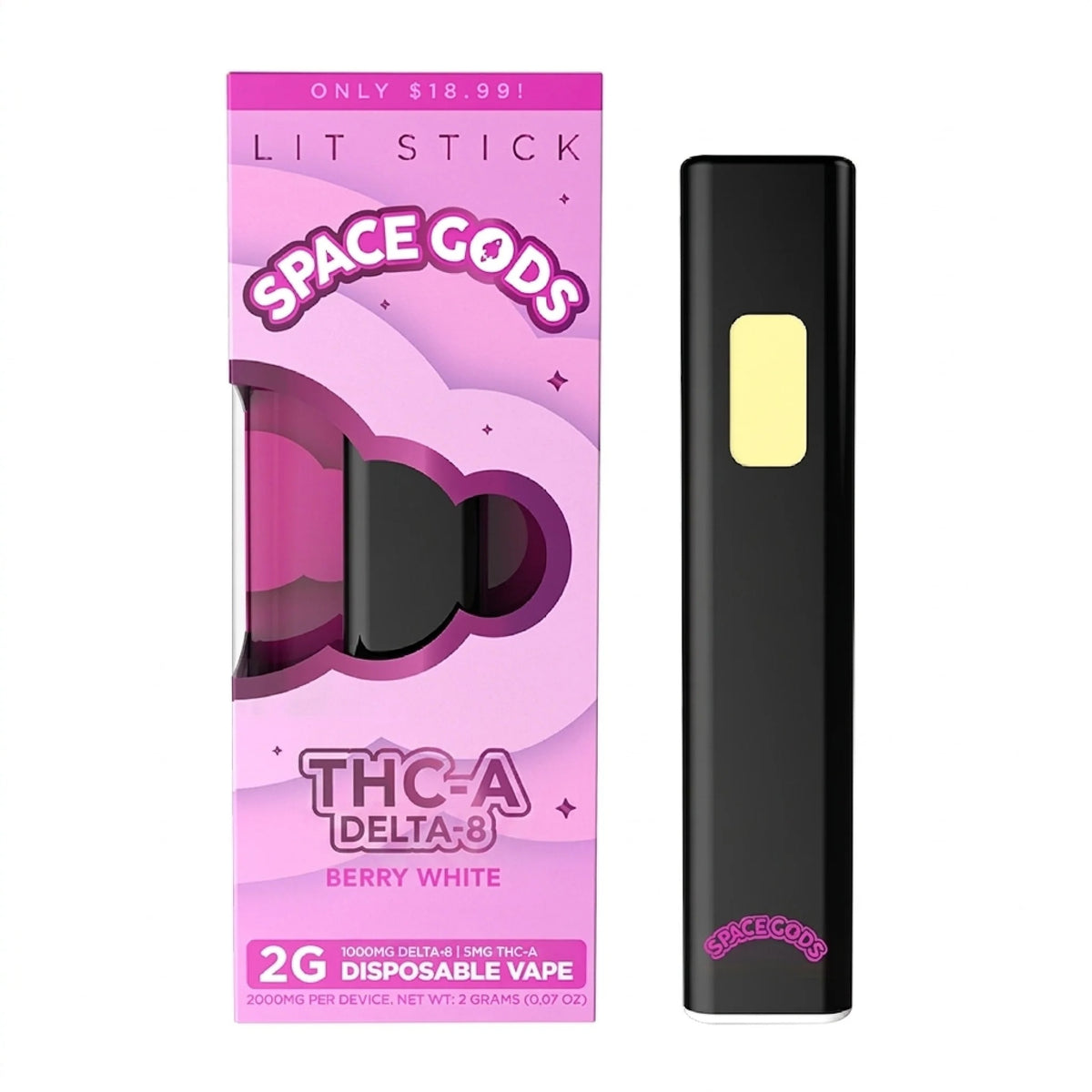 Space Gods Lit Stick THC-A + Delta 8 Device - 2000mg Berry White
