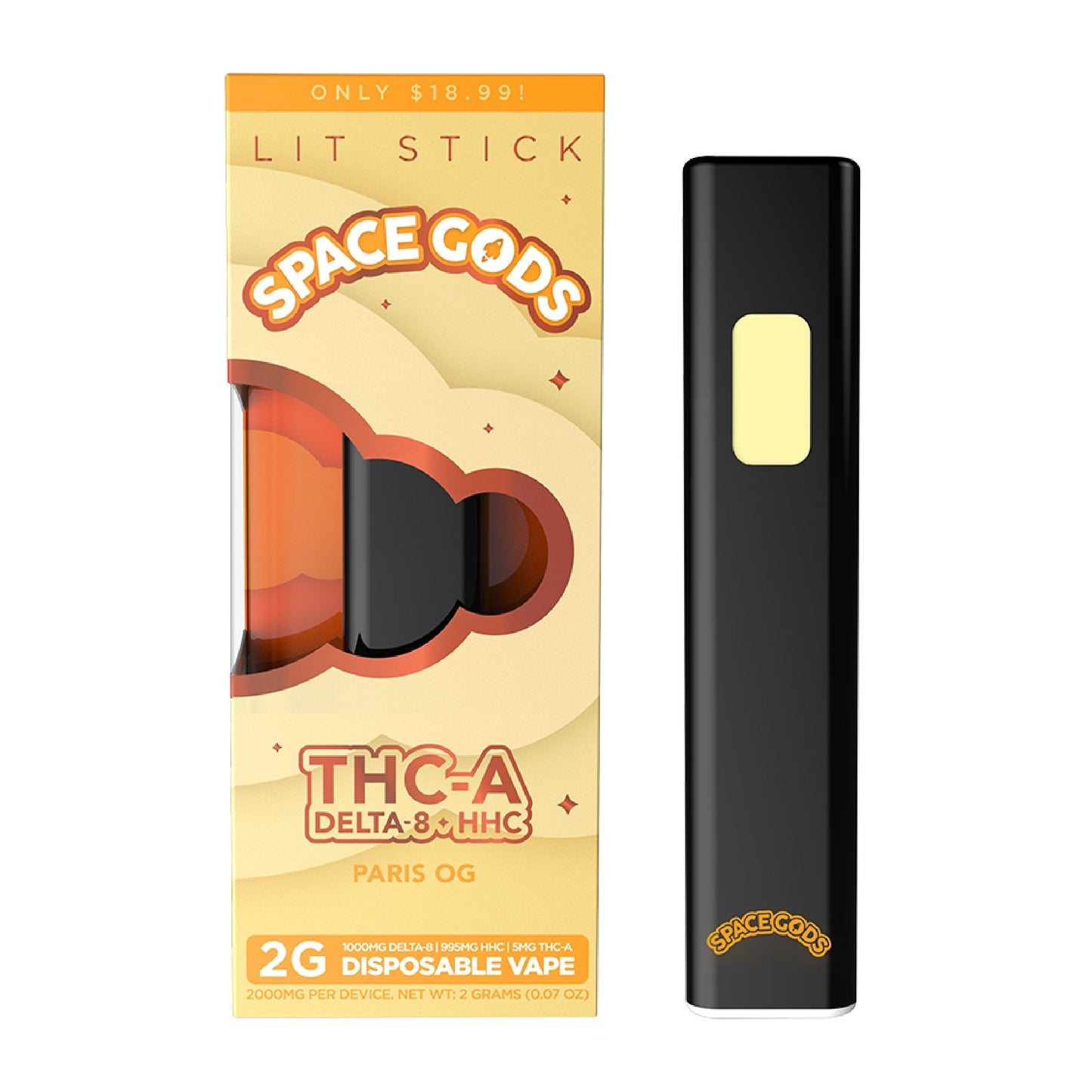 Space Gods Lit Stick THC-A + Delta 8 + HHC Vaporizer - 2000mg Paris OG