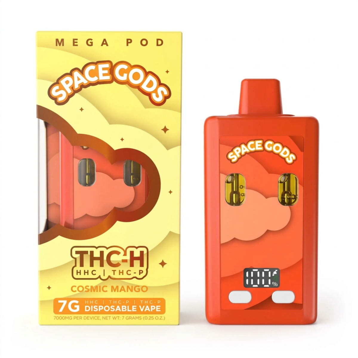 Space Gods Mega Pod THC-H + THC-P Device - 7000mg Cosmic Mango / 1