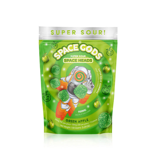 Space Heads THC + CBD Sour Gummies - 900mg Green Apple / 1 Pack