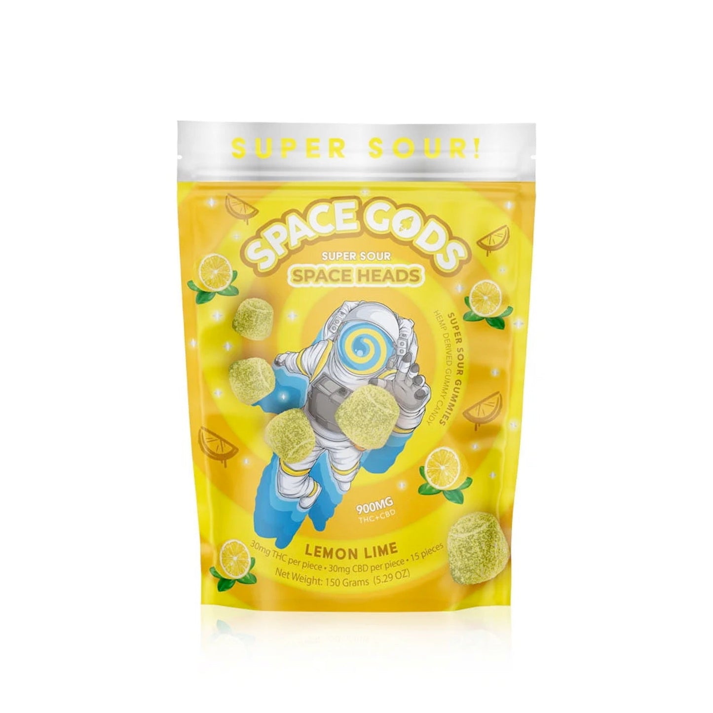 Space Heads THC + CBD Sour Gummies - 900mg Lemon Lime