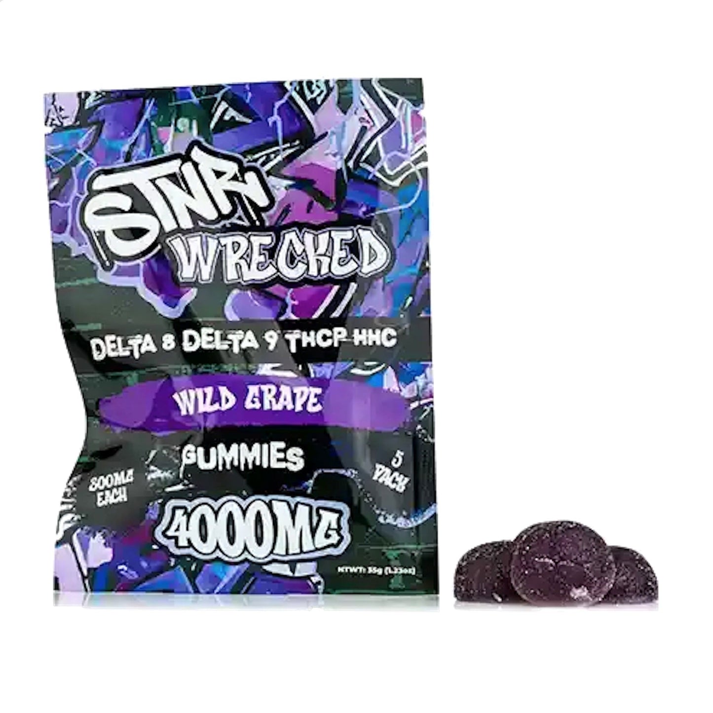 STNR Wrecked Blend HHC/THC-P/Delta 8 Gummies - 4000mg Wild Grape