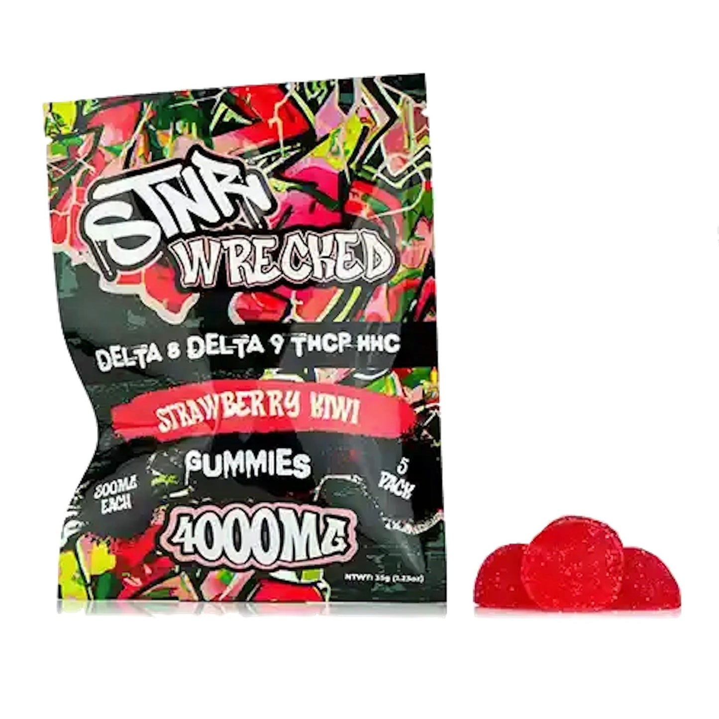 STNR Wrecked Blend HHC/THC-P/Delta 8 Gummies - 4000mg Strawberry Kiwi