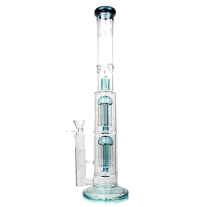 Straight Twin Tree Perc Bong - 16in Teal