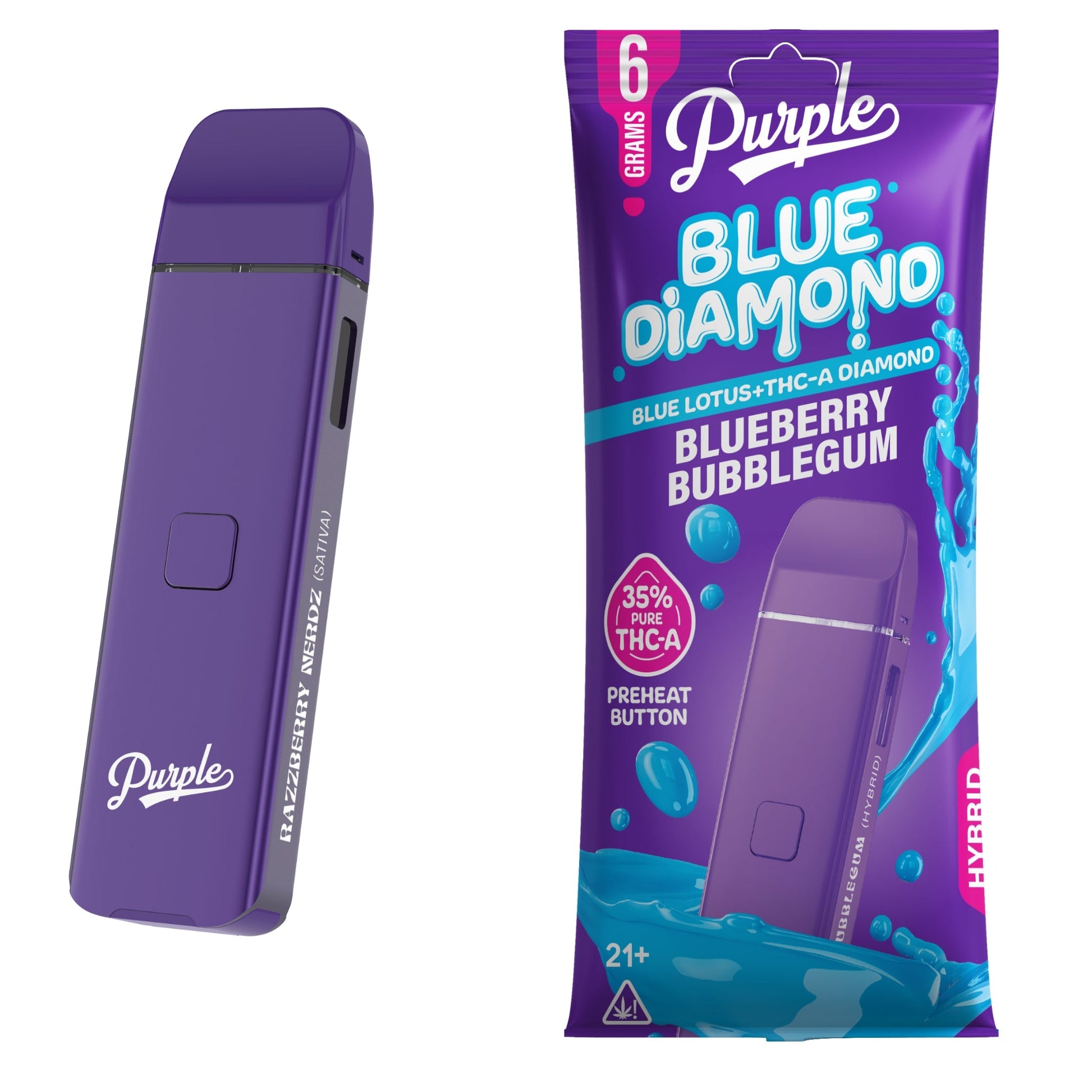 Purple Blue Diamond THC-A + Blue Lotus Vaporizer - 6000mg - Everything 420 Purple Blue Diamond THC-A + Blue Lotus Vaporizer - 6000mg - Everything 420