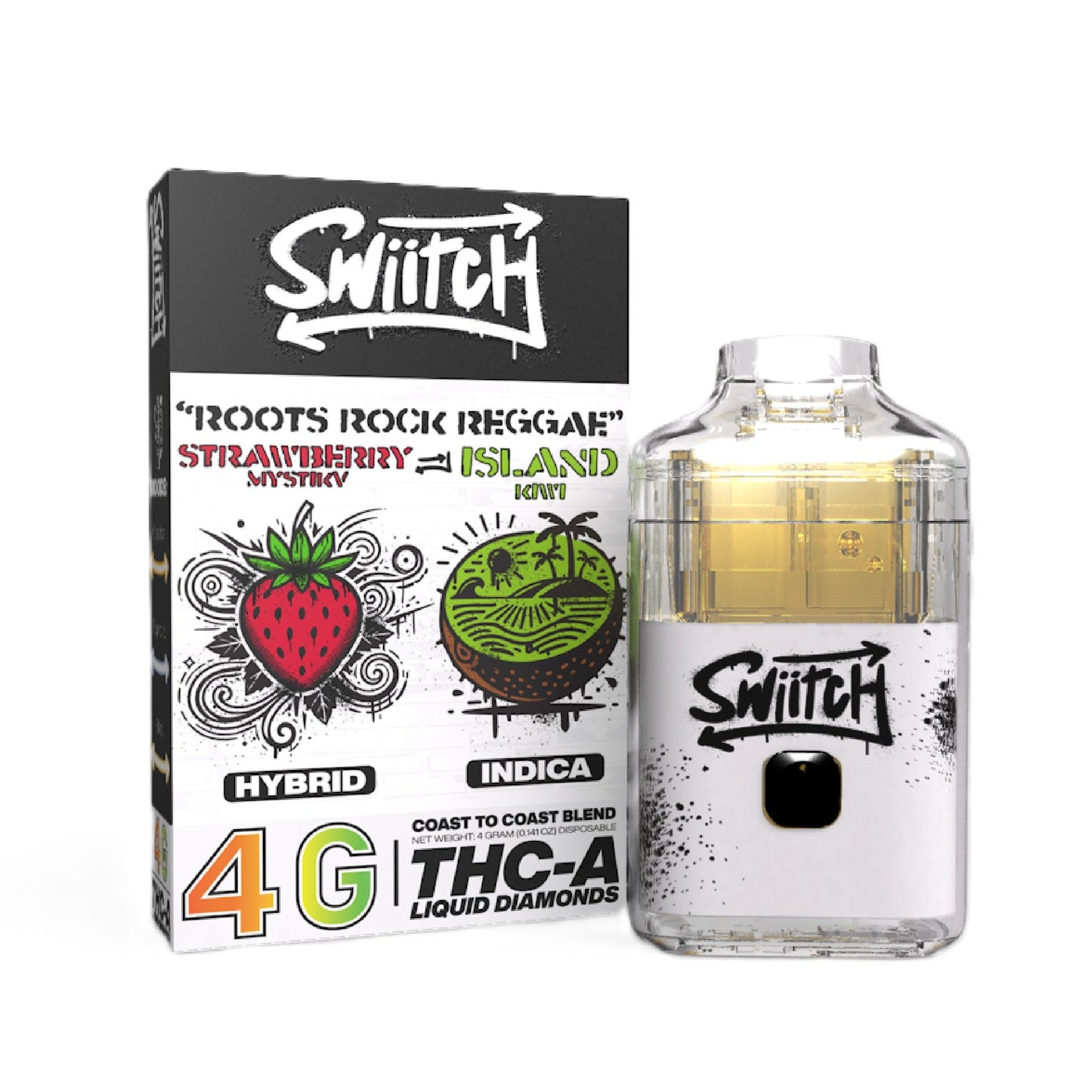 Switch Liquid Diamonds THC-A + HHC Vaporizer - 4000mg Roots Rock Reggae (H/I)
