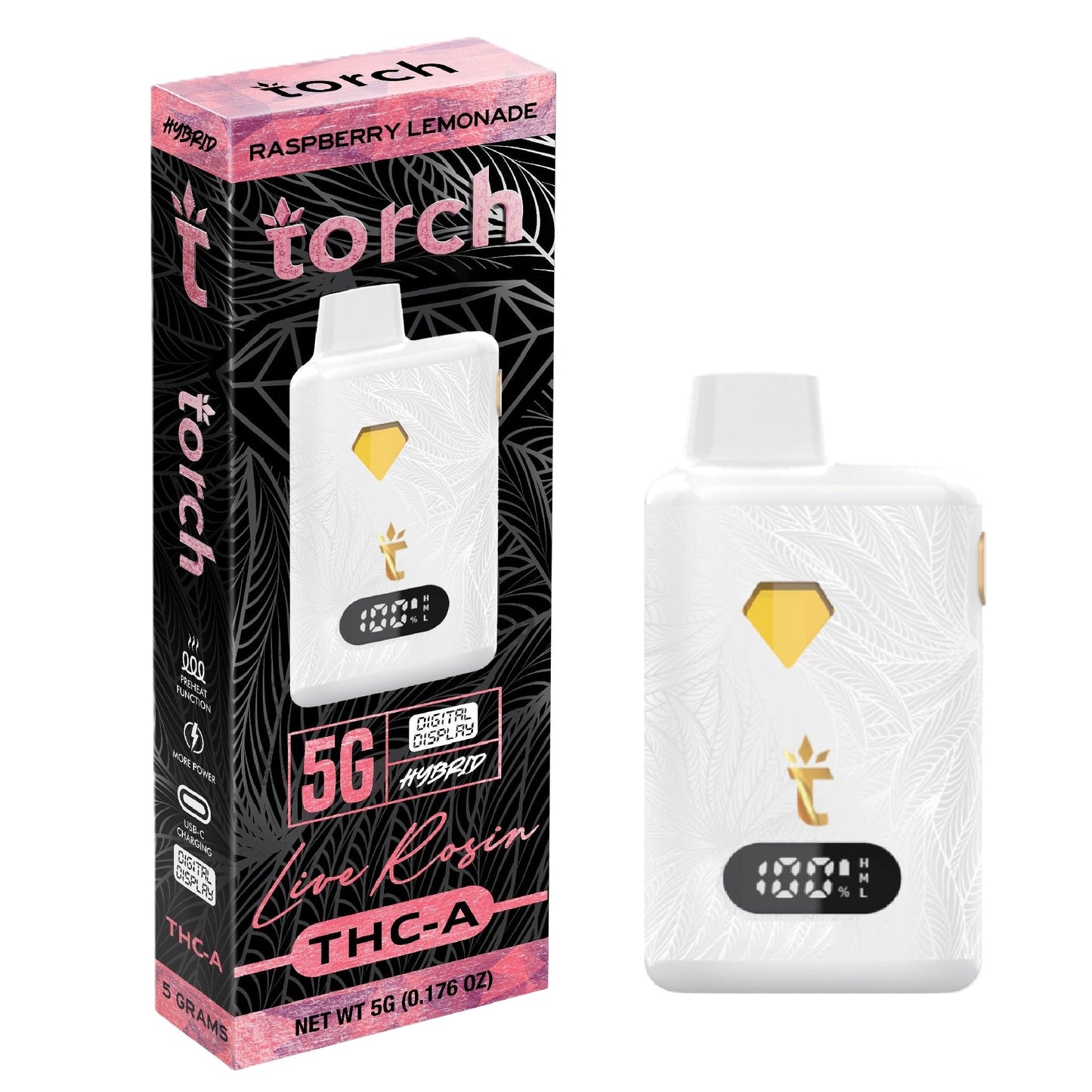 Torch Live Rosin THC-A Vaporizer - 5000mg Raspberry Lemonade (H)
