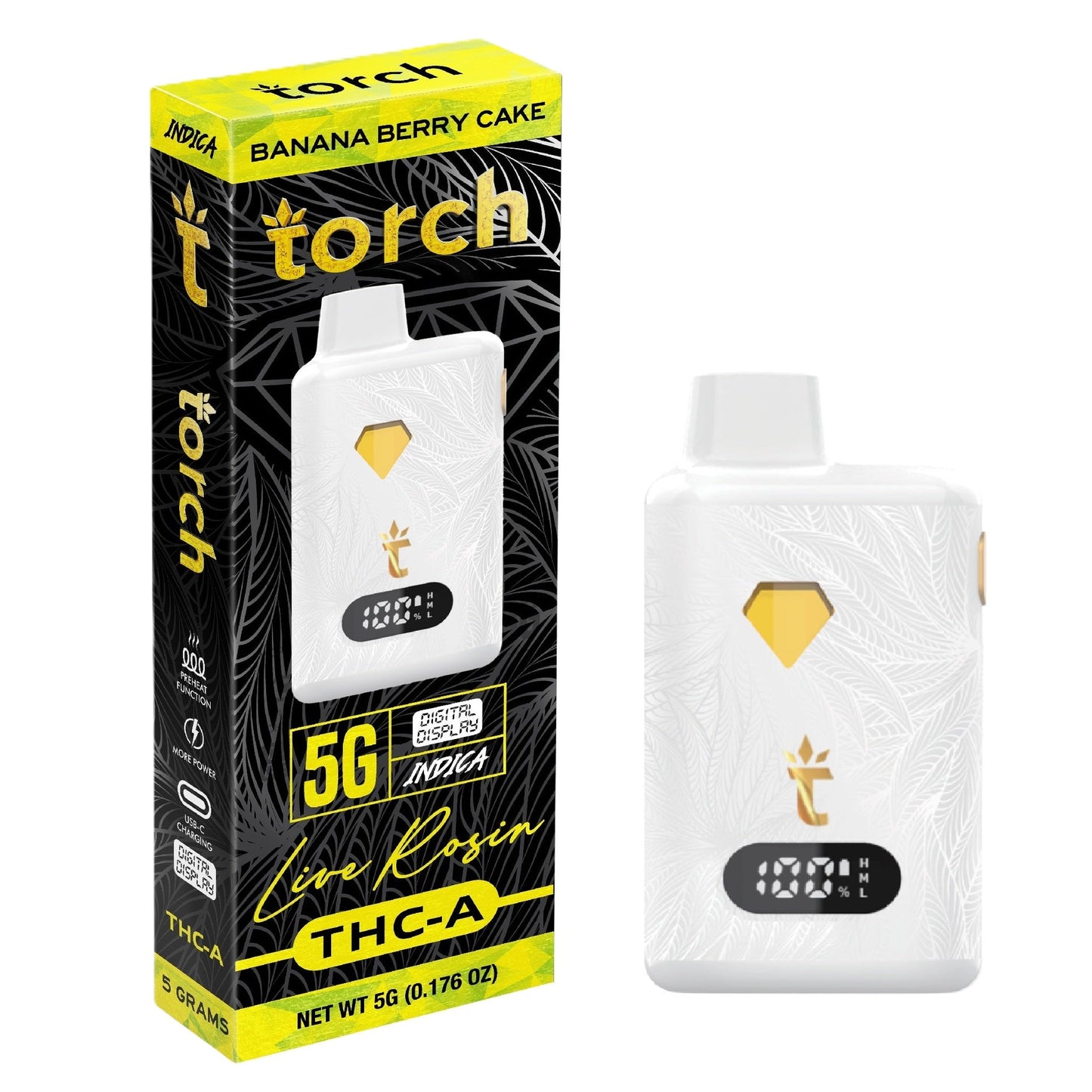 Torch Live Rosin THC-A Vaporizer - 5000mg Banana Berry Cake (I)