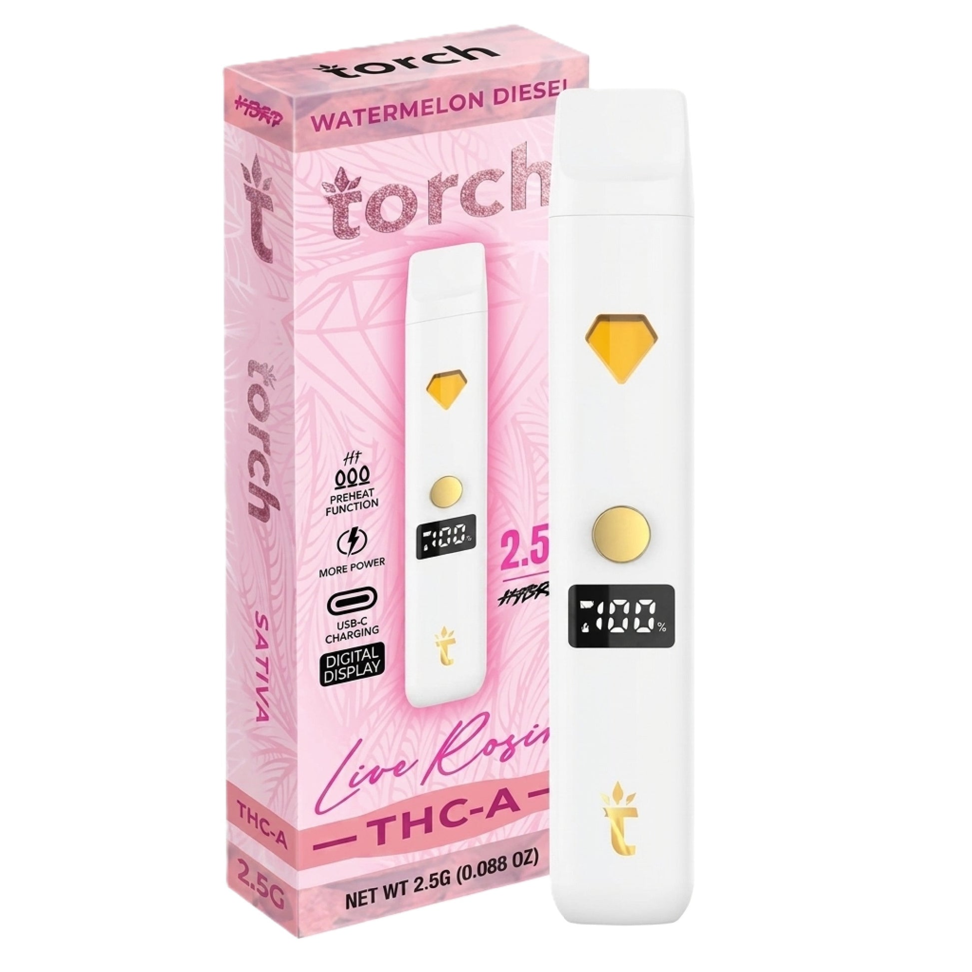 Torch THC-A Live Rosin Device - 2500mg Watermelon Diesel (S)