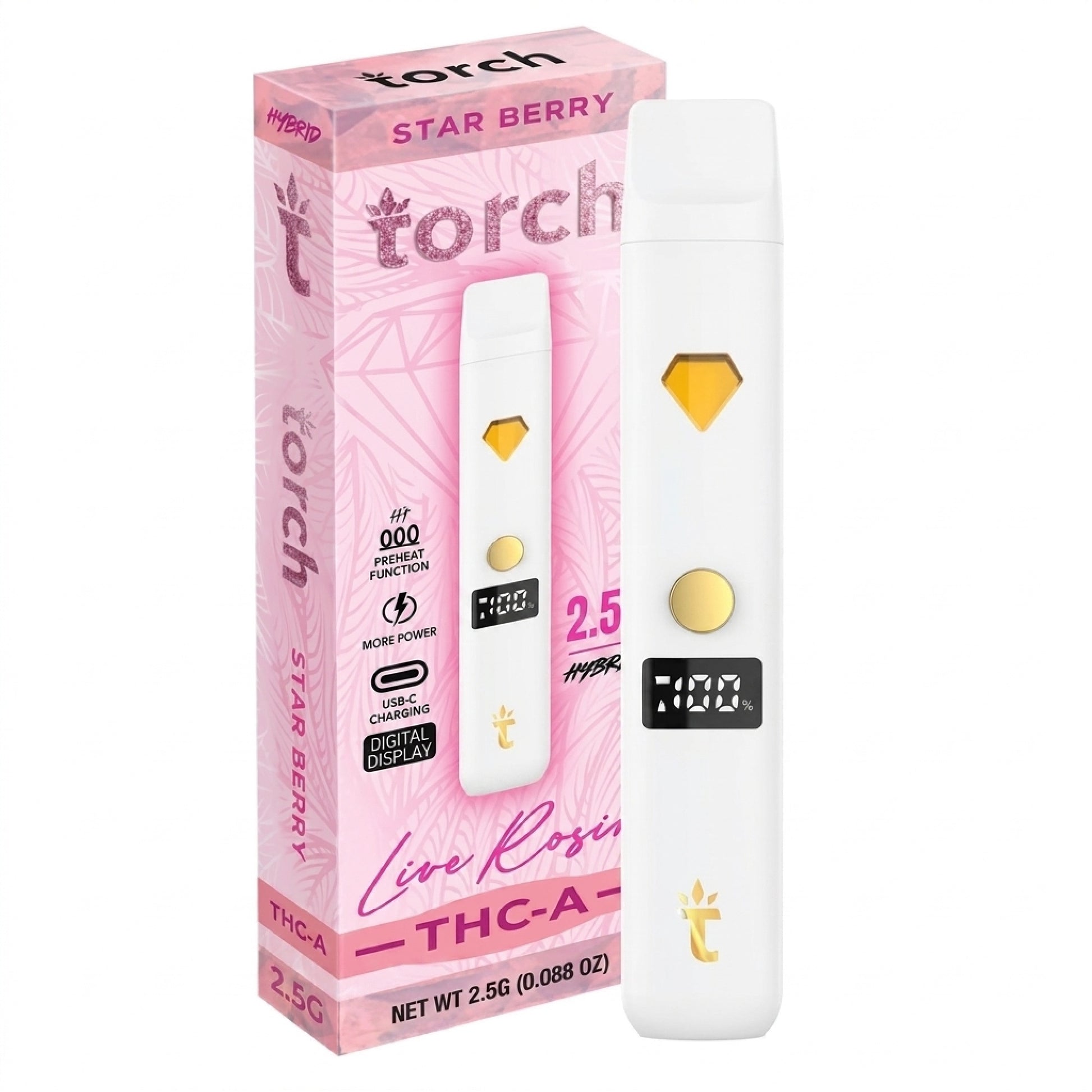Torch THC-A Live Rosin Device - 2500mg Star Berry (H)