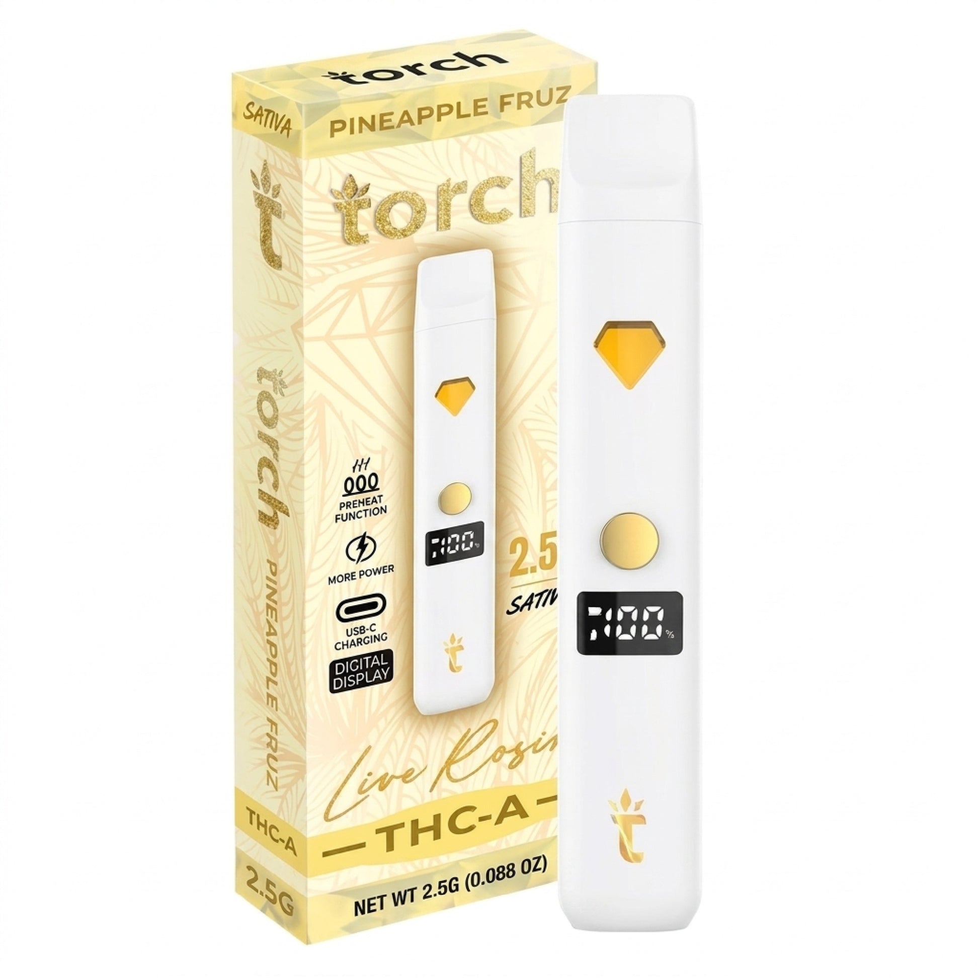 Torch THC-A Live Rosin Device - 2500mg Pineapple Fruz (S)