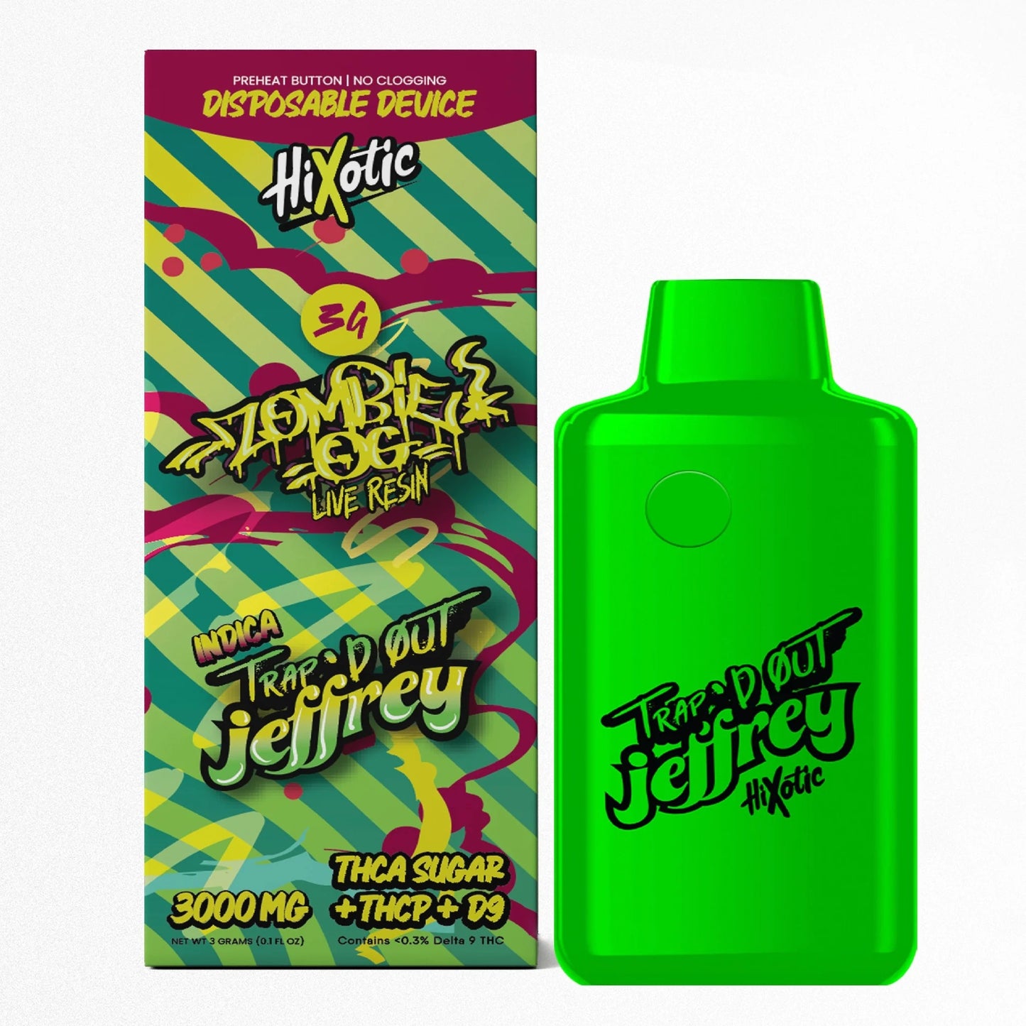 Trapd Out Jeffrey THC-A Sugar Blend Device - 3000mg Zombie OG (I) / 1 Pack