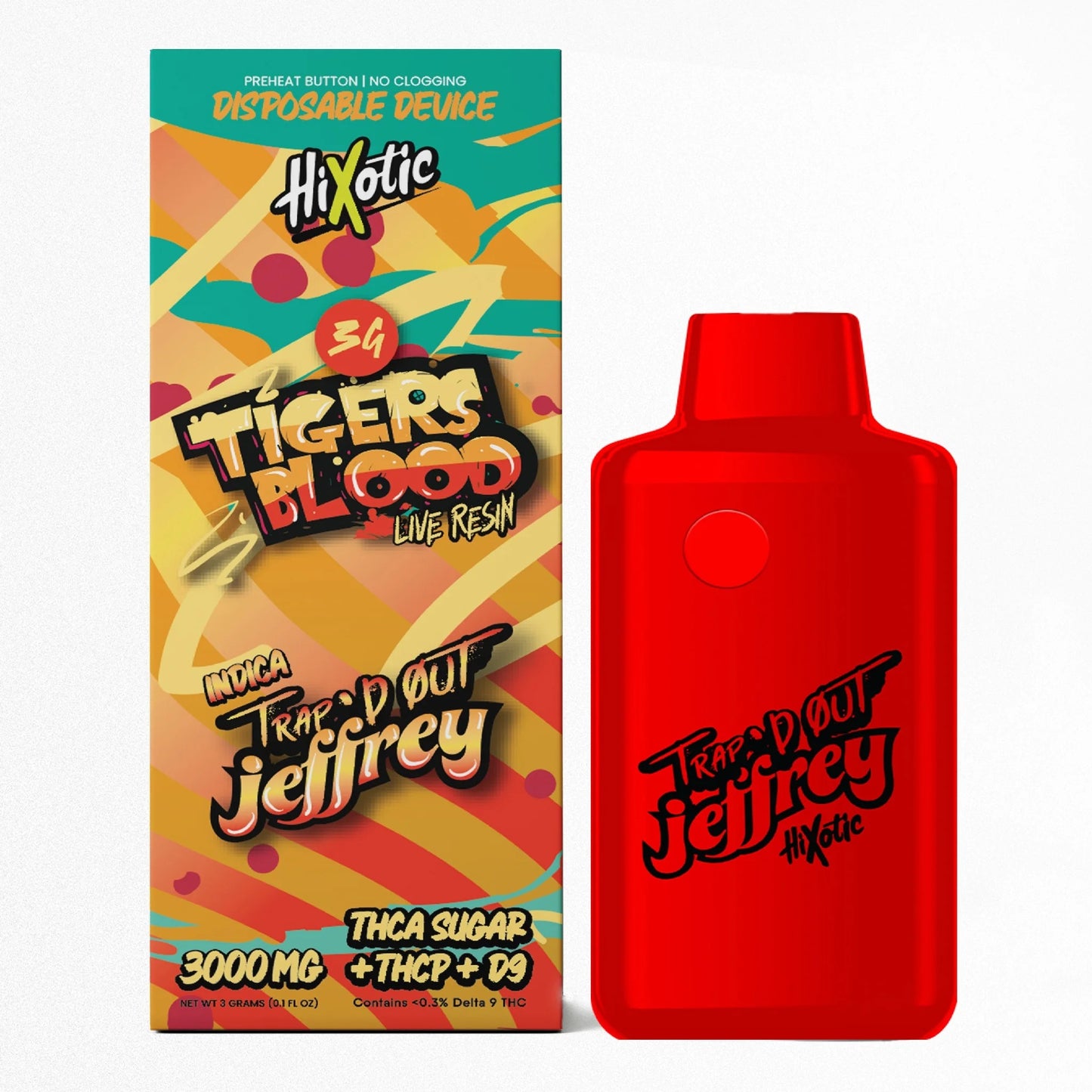 Trapd Out Jeffrey THC-A Sugar Blend Device - 3000mg Tigers Blood (I) / 1 Pack