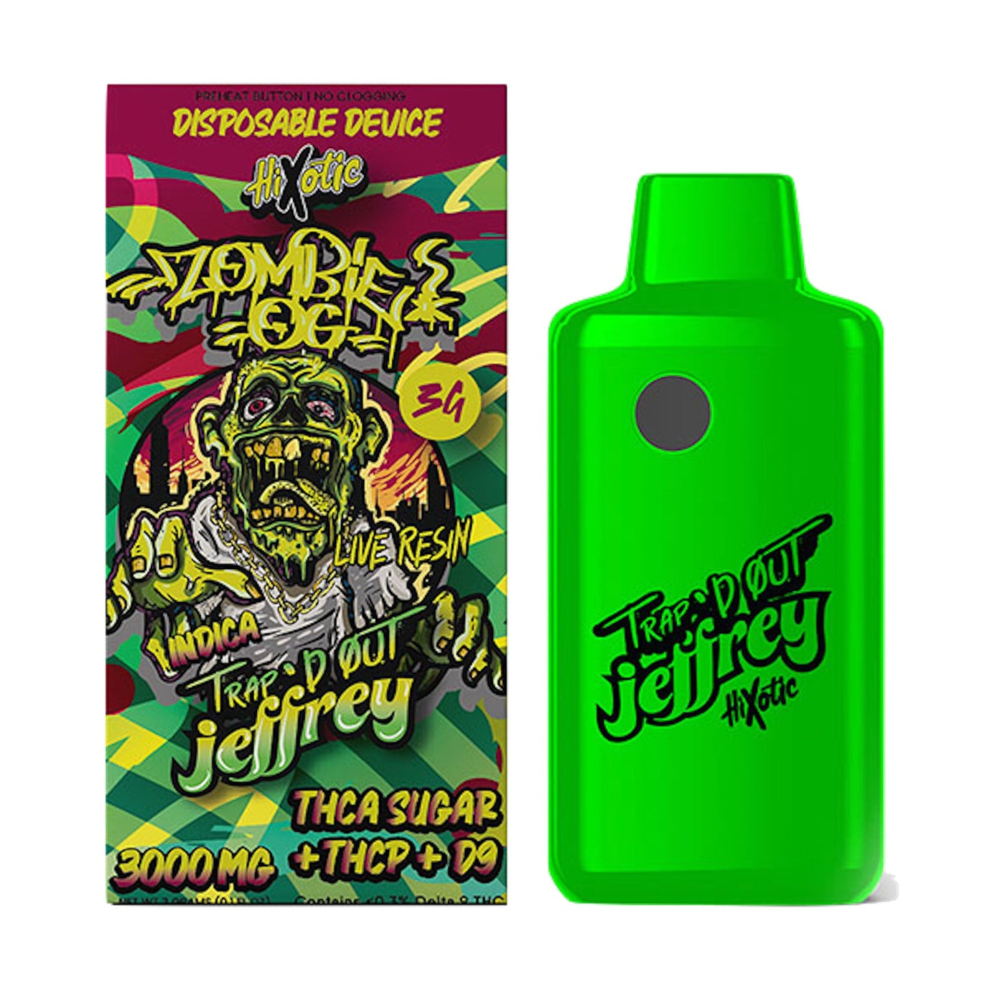 Trapd Out Jeffrey THC-A Vaporizer - 3000mg Zombie OG (I)