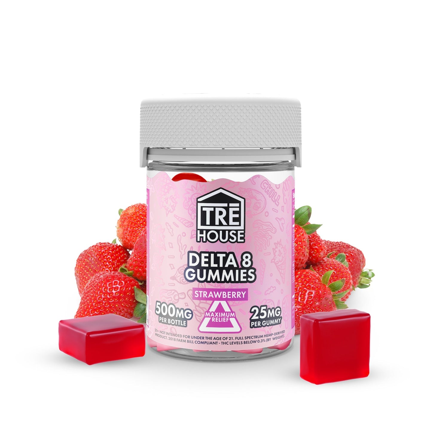 Tre House Delta 8 Strawberry Gummies - 500mg