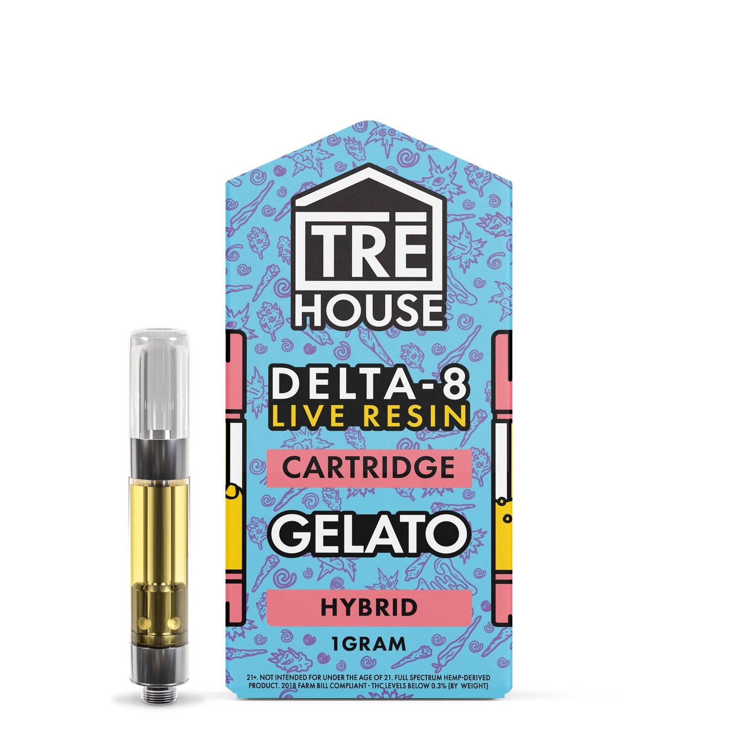 Tre House Live Resin Gelato Delta 8 Cartridge -1000mg