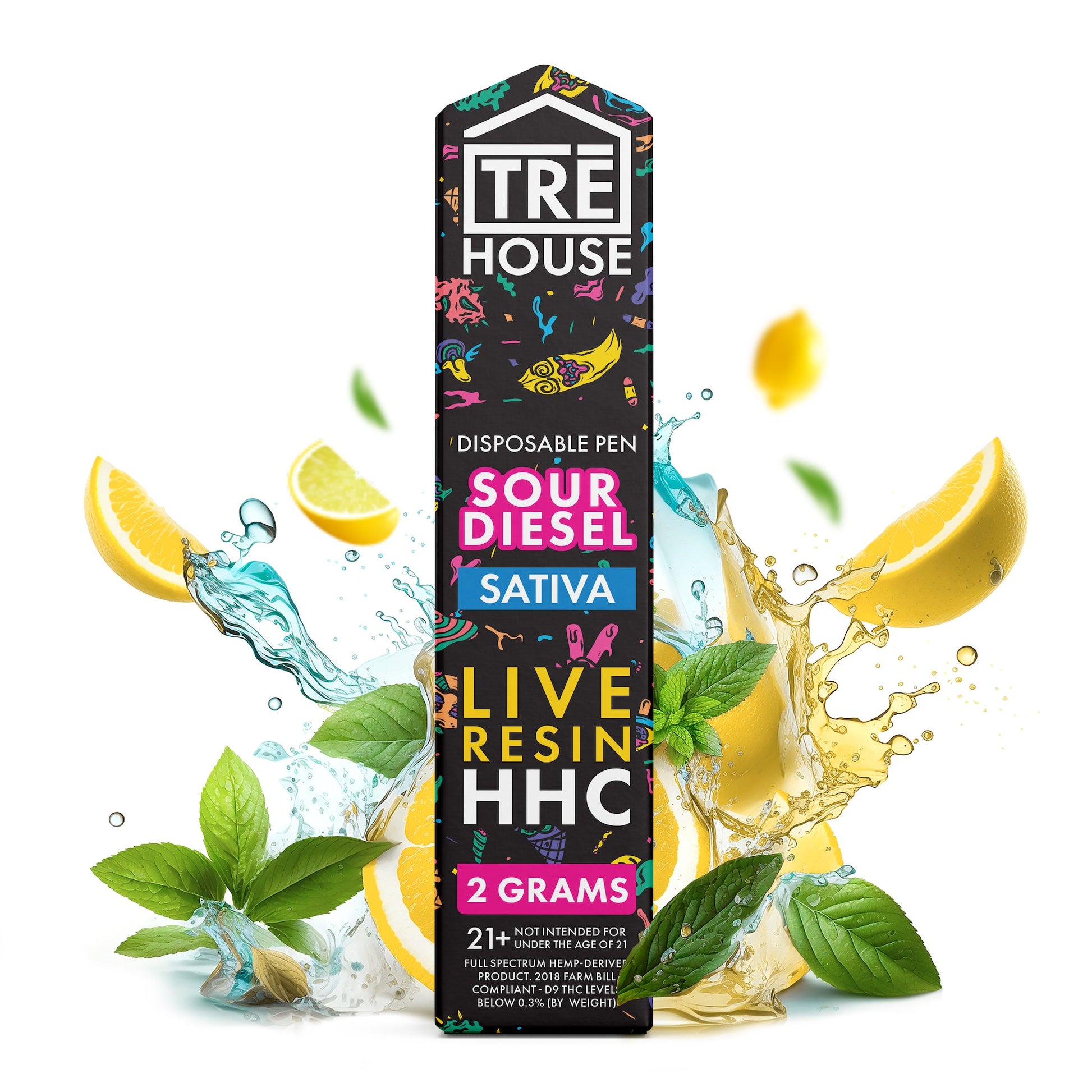 Tre House Live Resin HHC Vaporizer - 2000mg Sour Diesel