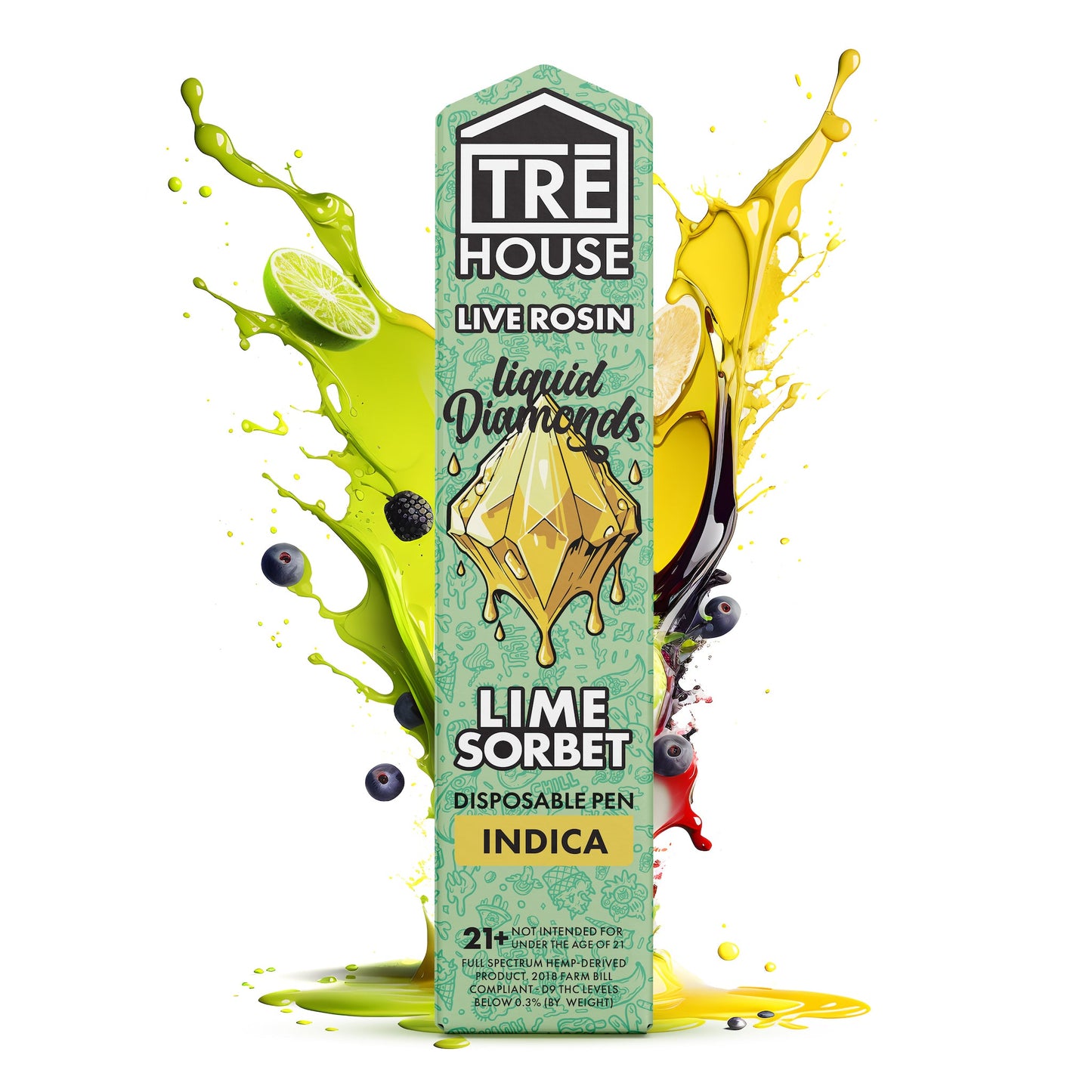 Tre House Live Rosin Vaporizer - 2000mg Lime Sorbet