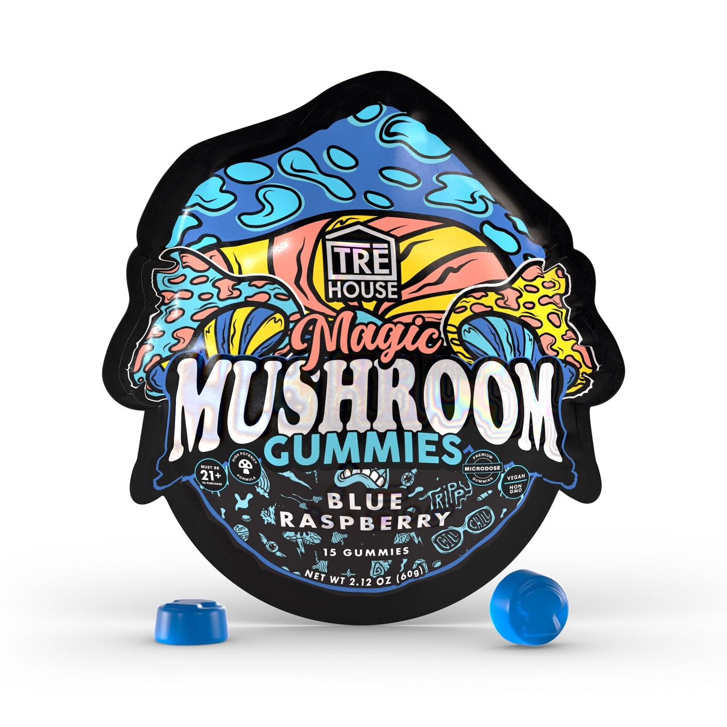 Tre House Magic Mushroom Blue Raspberry Gummies