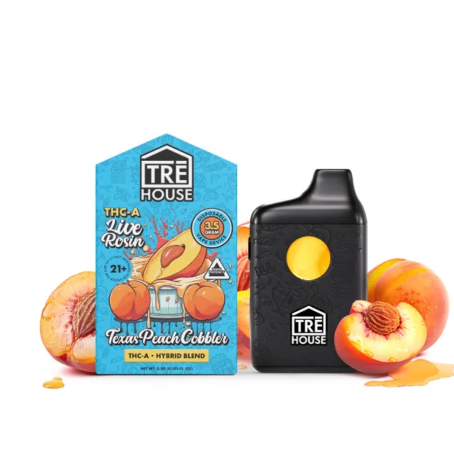 Tre House THC-A Live Rosin Vaporizer - 3500mg Texas Peach Cobbler (H)