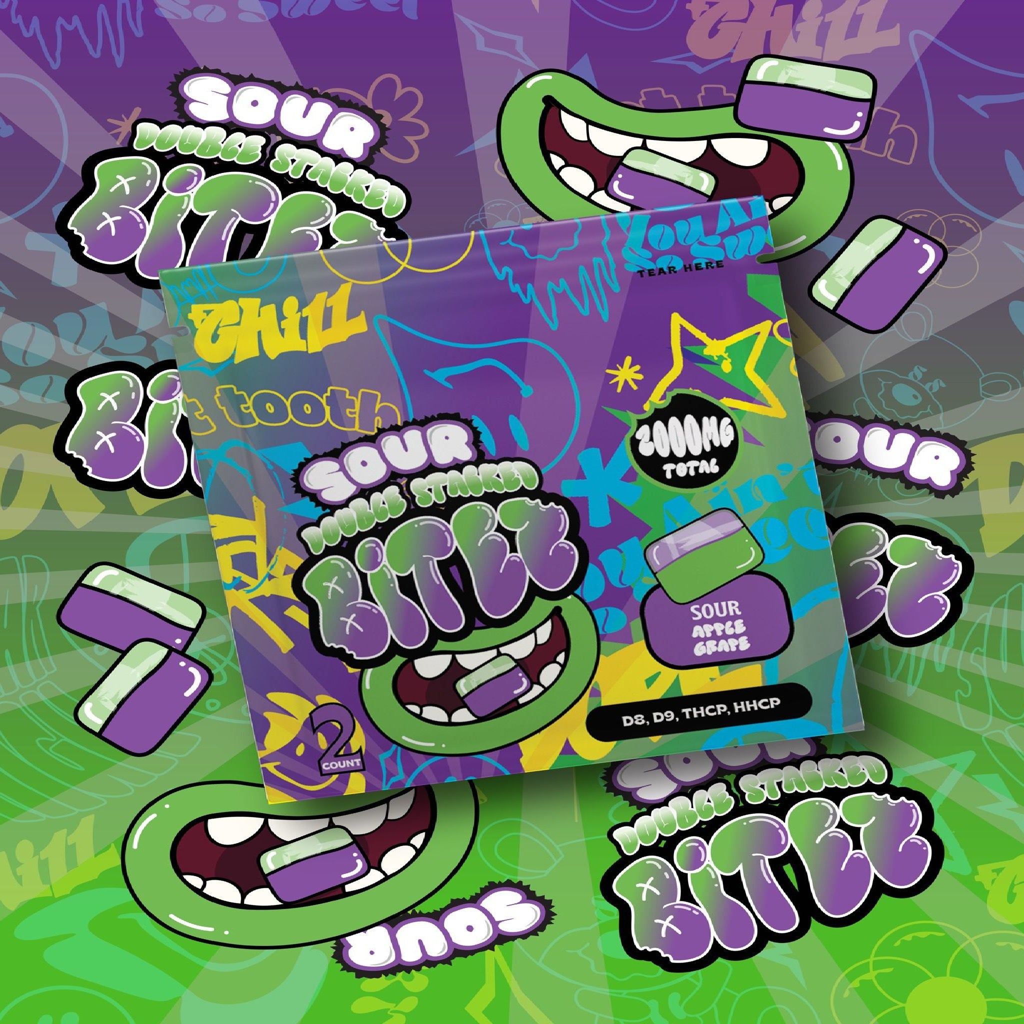 Trip Drip Sour Double Stacked Bites - 2000mg (2ct) - Everything 420
