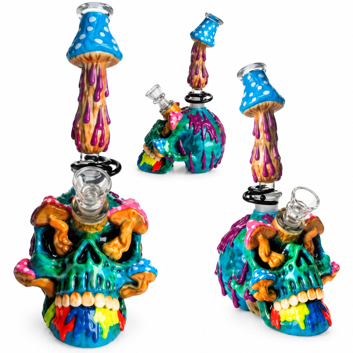 Turquoise Skull Bong - 11in
