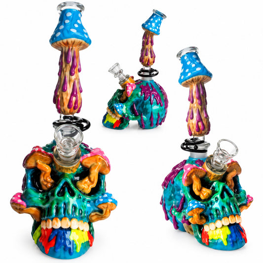 Turquoise Skull Bong - 11in