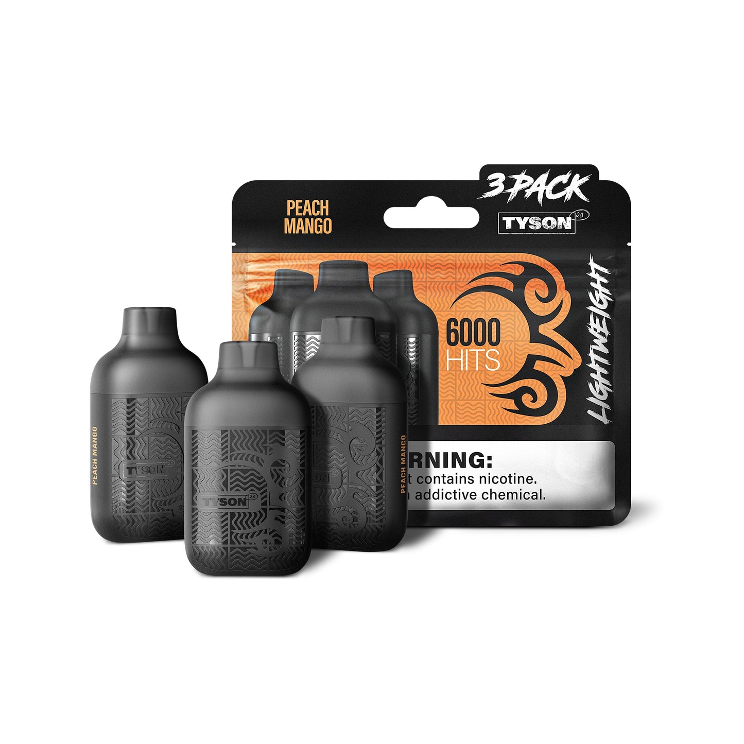 Tyson Lighweight Nic Vape -5% (3 Pack) Peach Mango