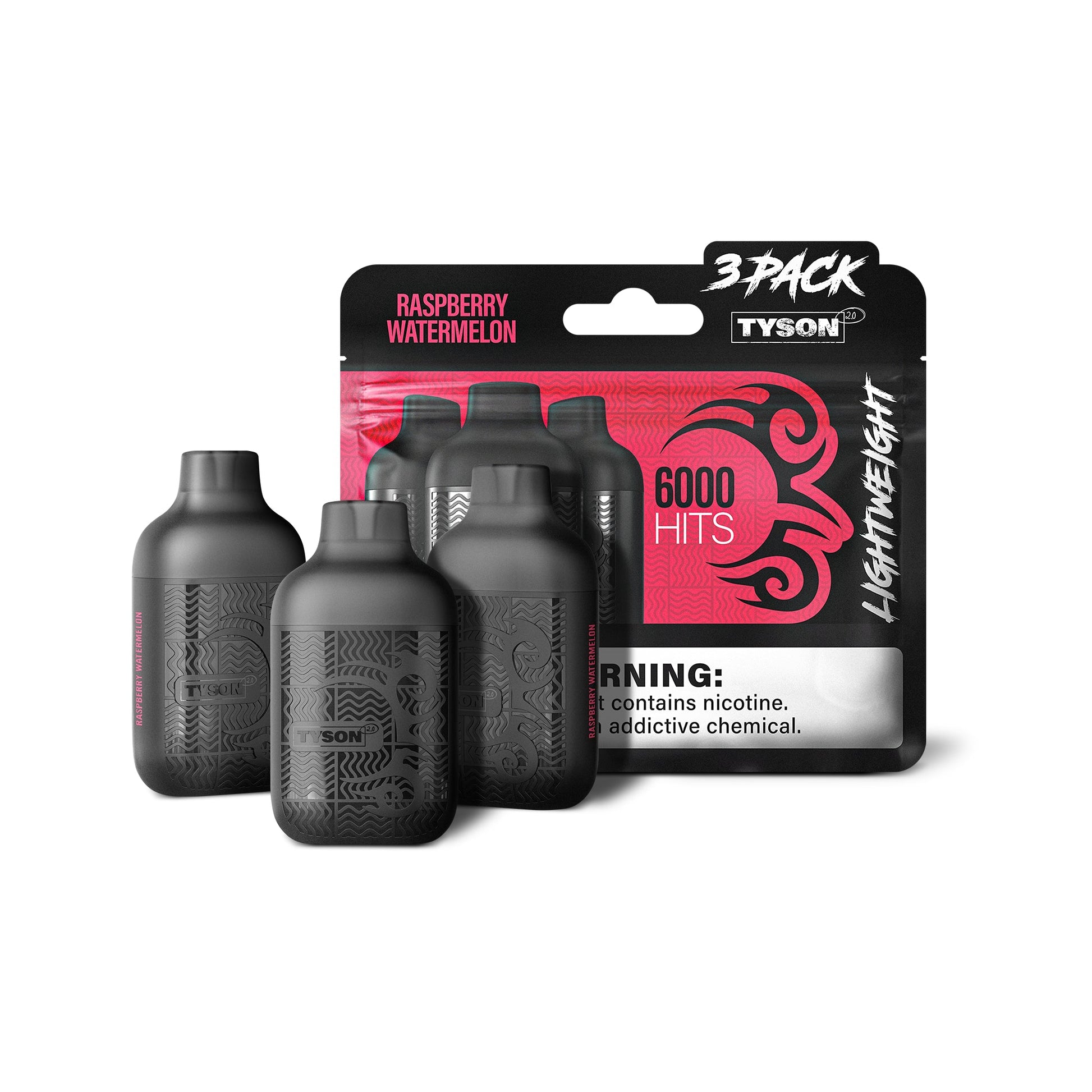 Tyson Lighweight Nic Vape -5% (3 Pack) Raspberry Watermelon