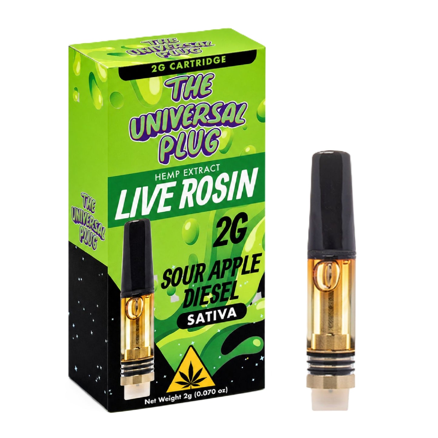 Universal Plug THC Live Rosin Device - 2000mg Sour Apple Diesel / 1 Pack
