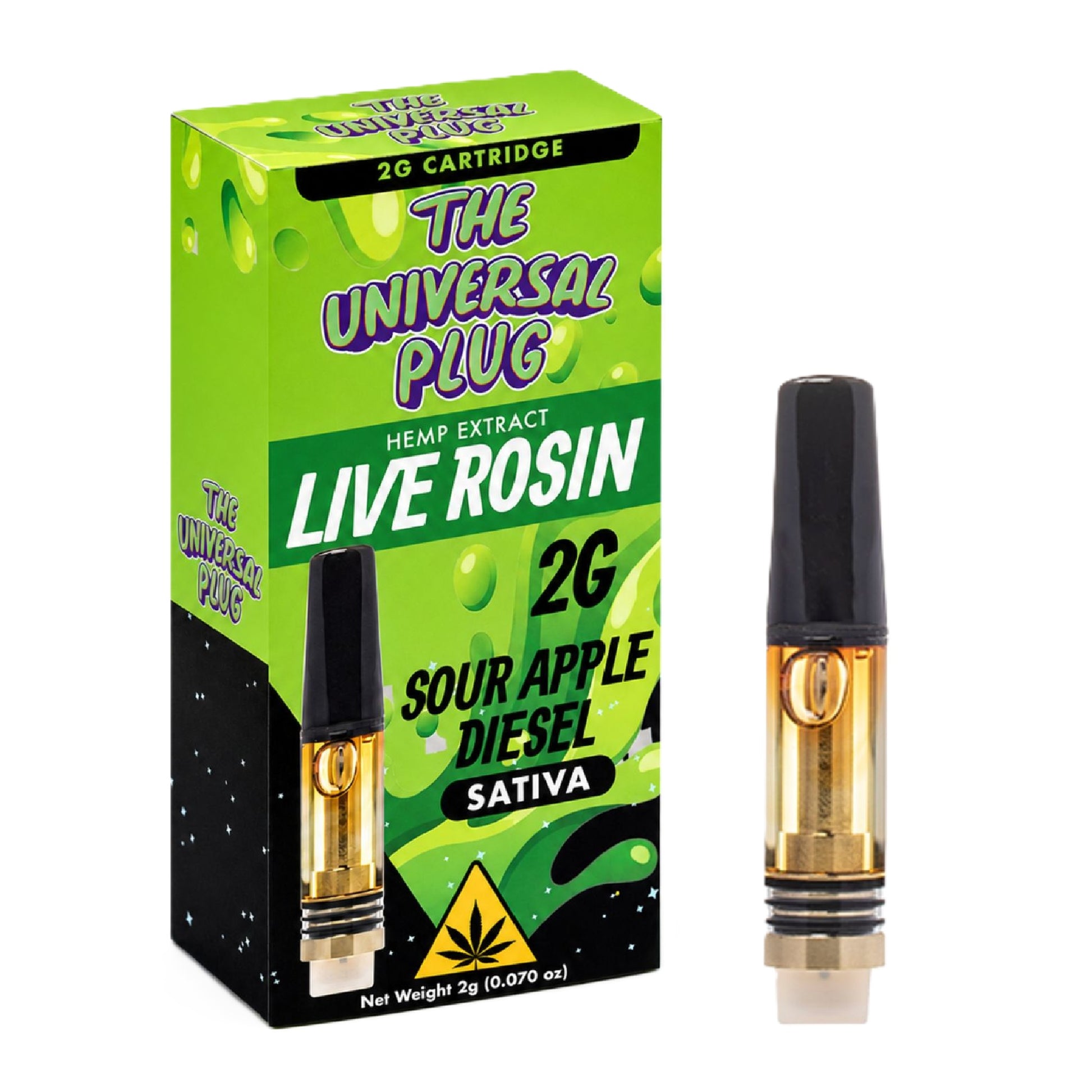 Universal Plug THC Live Rosin Device - 2000mg Sour Apple Diesel / 1 Pack