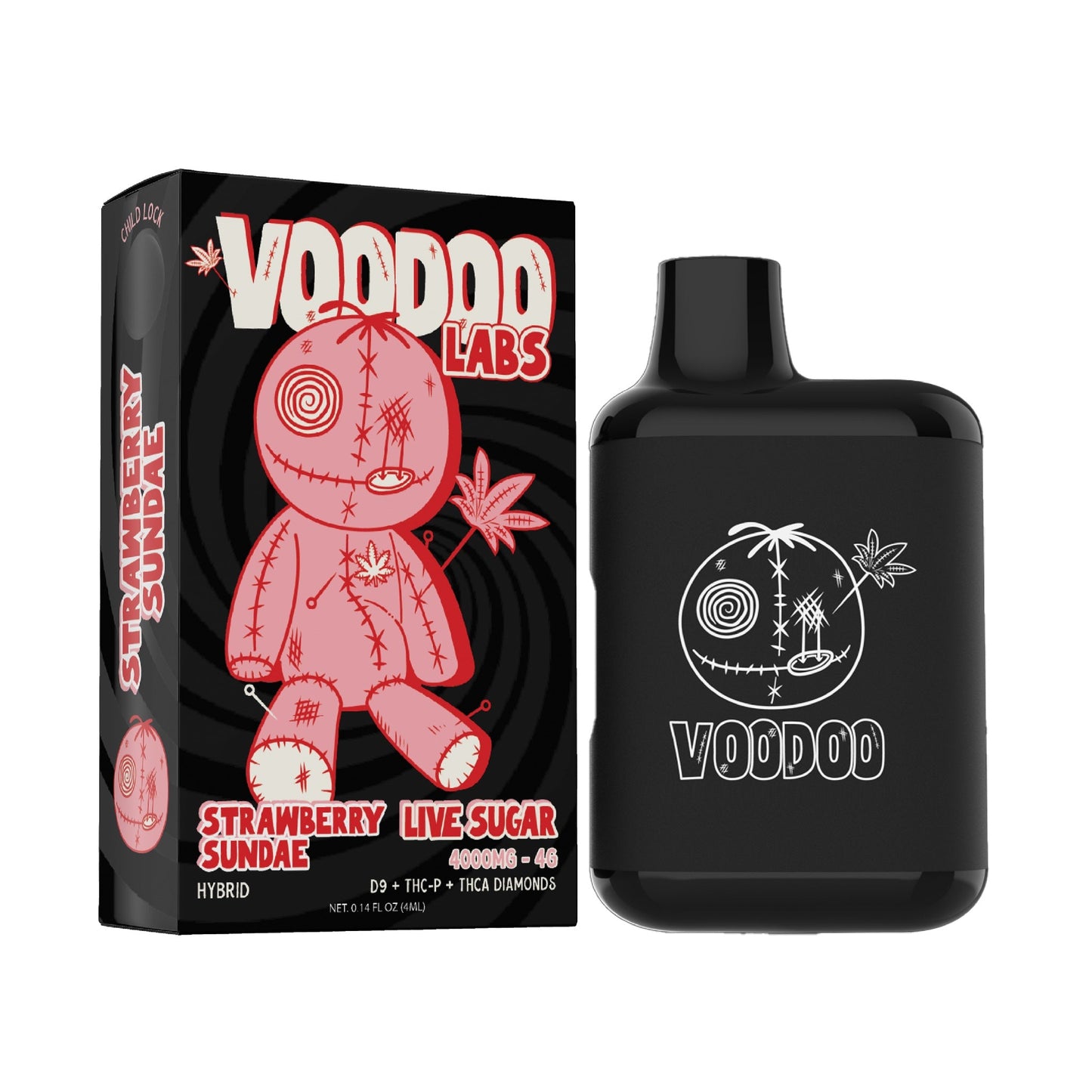 Voodoo Live Sugar THC Vaporizer - 4000mg Strawberry Sundae