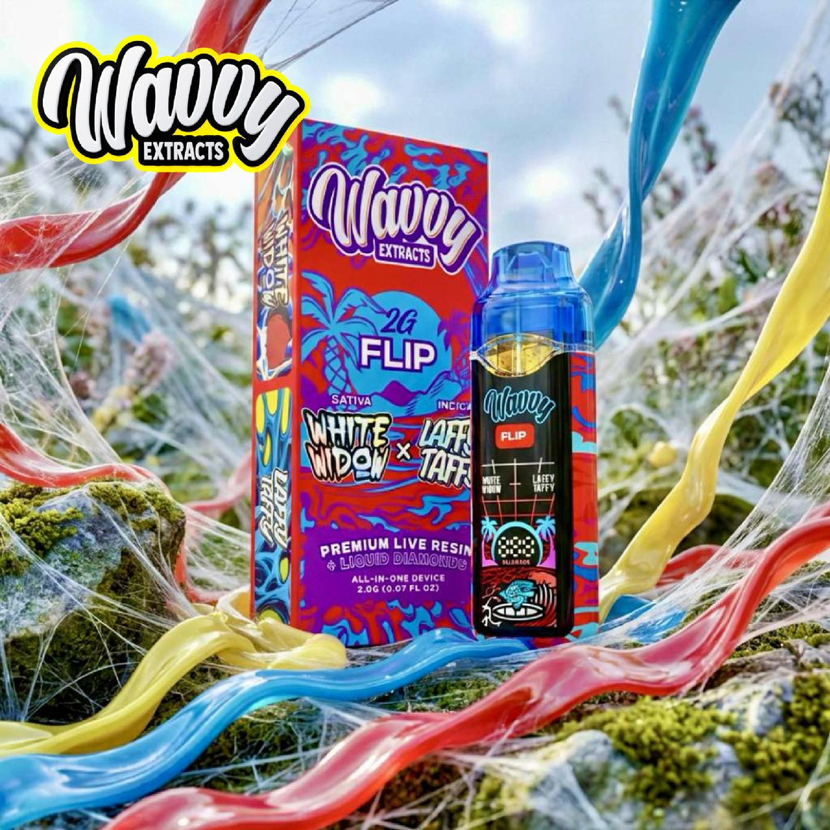 Wavvy Extracts THC-A Dual Flavor Device - 2000mg White Widow (S) / Laffy Taffy (I)