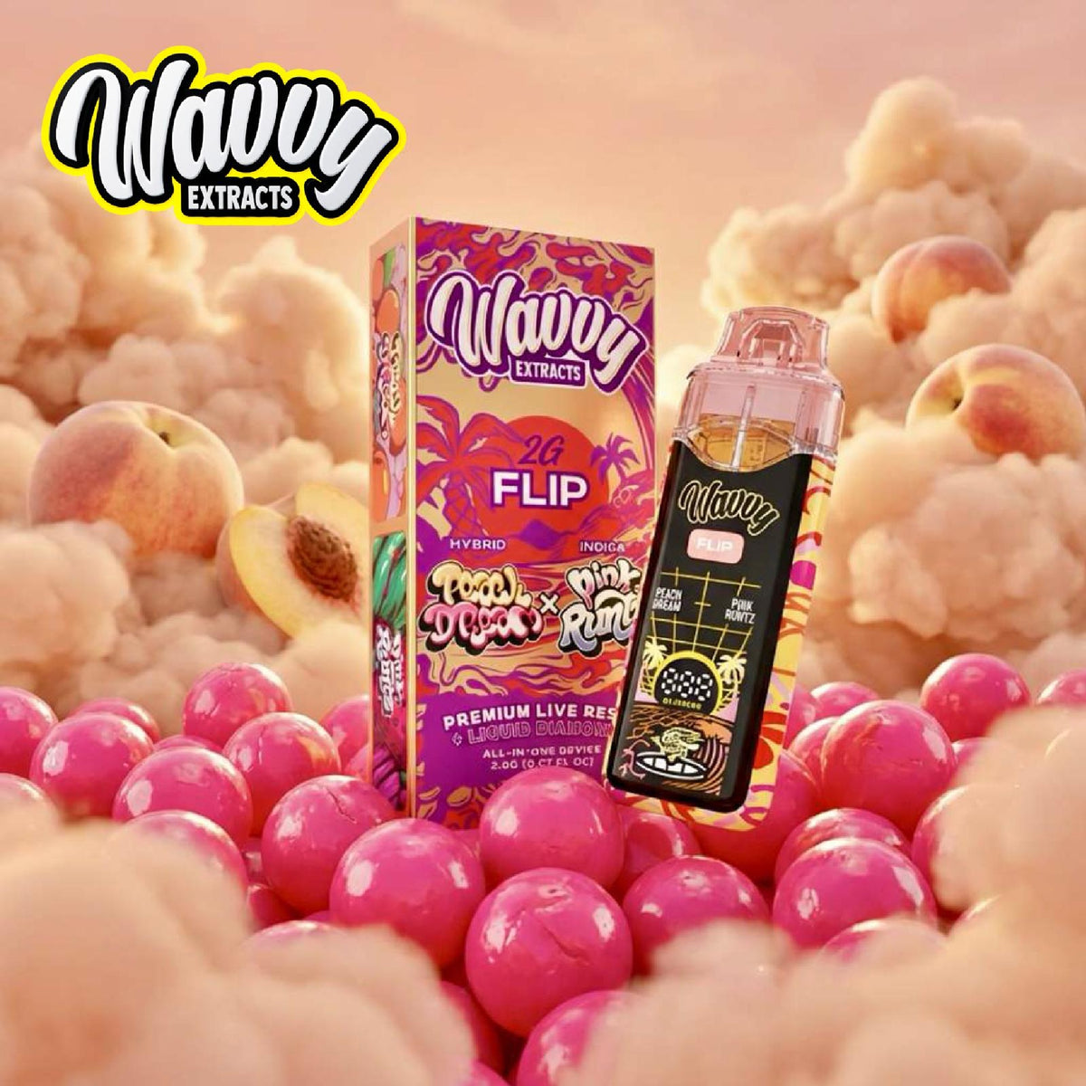 Wavvy Extracts THC-A Dual Flavor Device - 2000mg Peach Dream (H) / Pink Runtz (I)