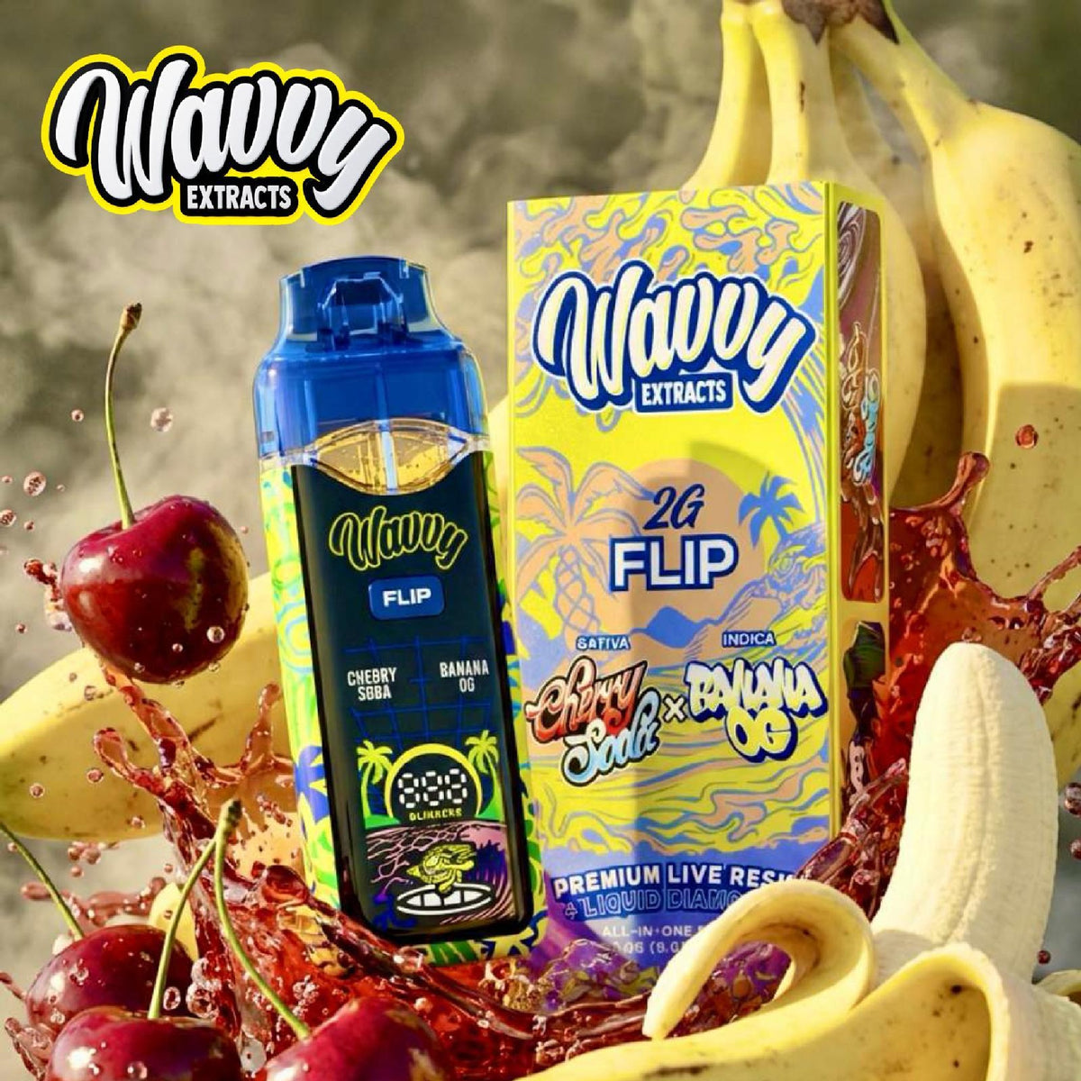 Wavvy Extracts THC-A Dual Flavor Device - 2000mg Cherry Soda (S) / Banana OG (I)