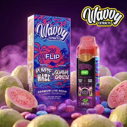 Wavvy Extracts THC-A Dual Flavor Device - 2000mg Purple Haze (S) / Guava Candy (H)