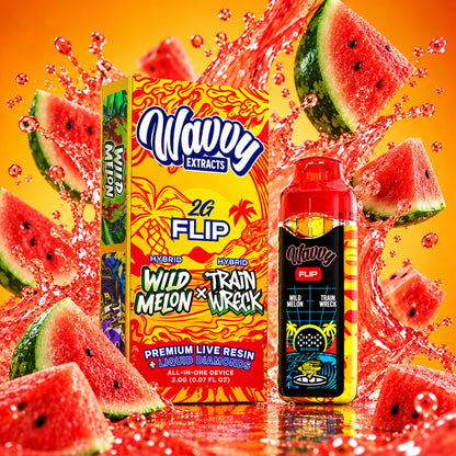 Wavvy Extracts THC-A Dual Flavor Device - 2000mg Wild Melon (H) / Train Wreck (H)