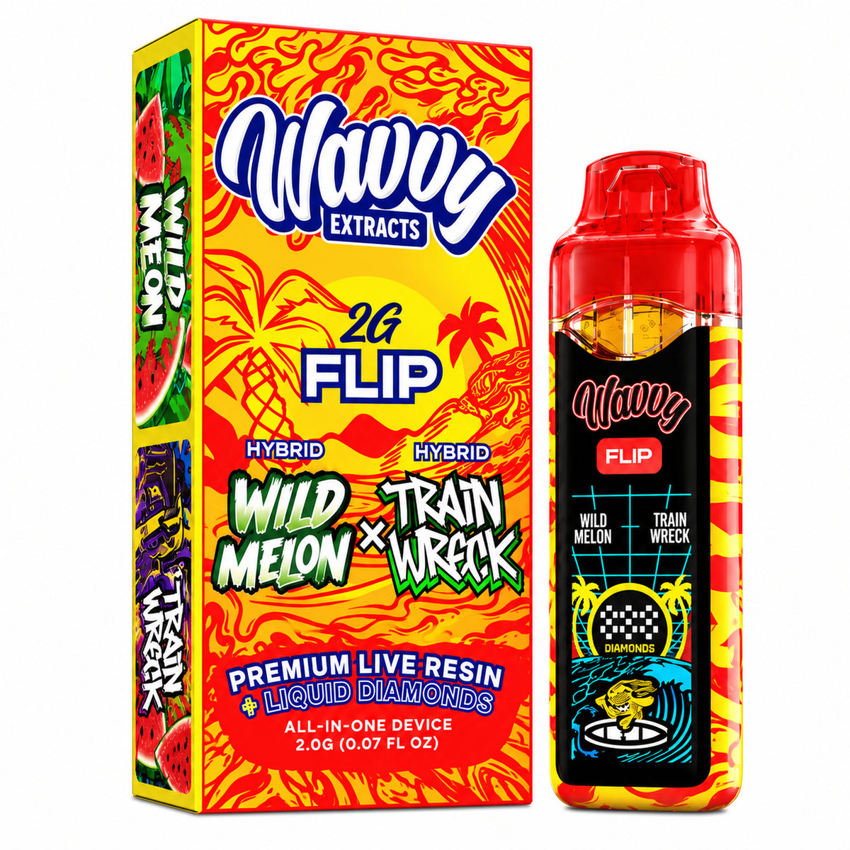 Wavvy Extracts THC-A Dual Flavor Device - 2000mg Wild Melon (H) / Train Wreck (H)