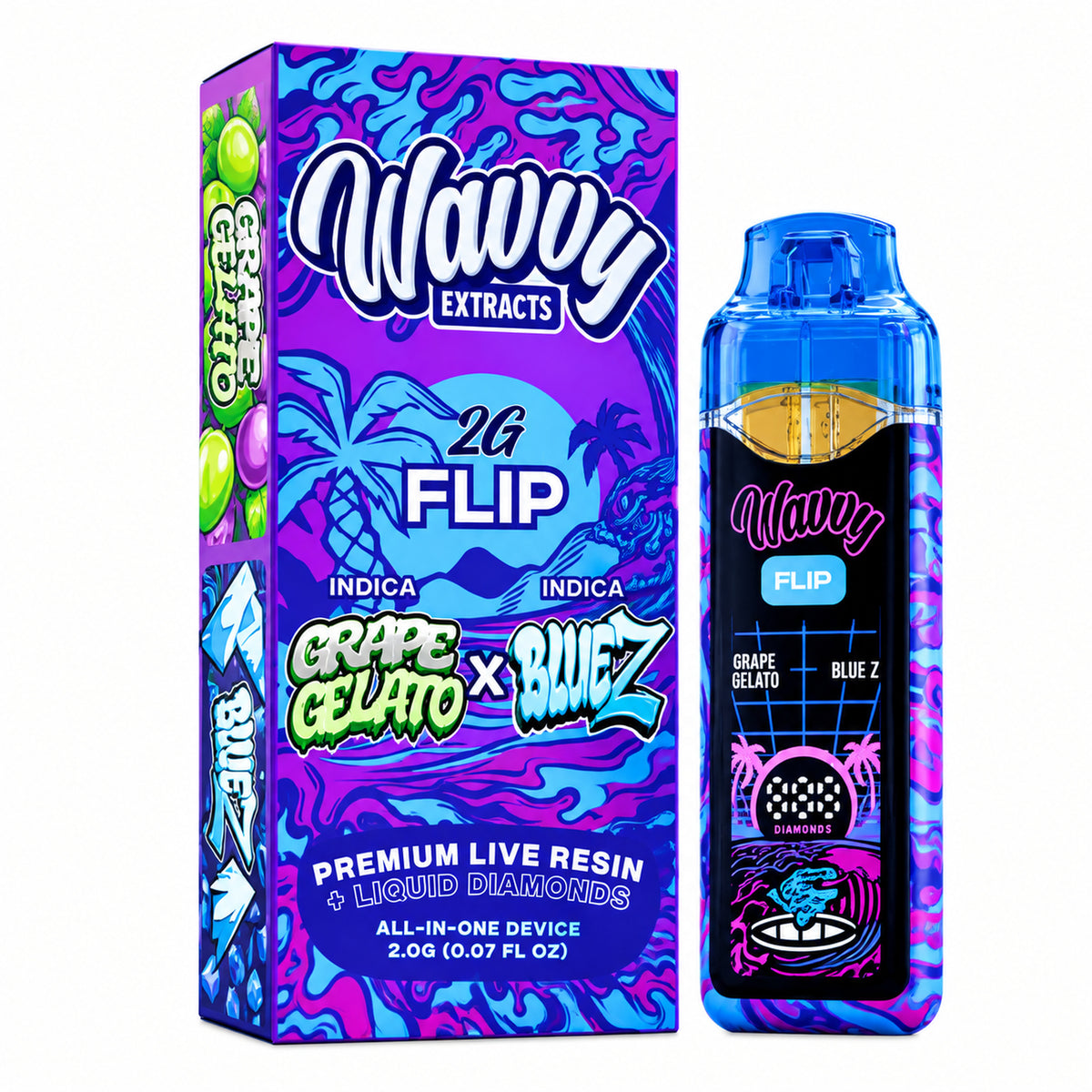 Wavvy Extracts THC-A Dual Flavor Device - 2000mg Grape Gelato (I) / Blue Z (I)