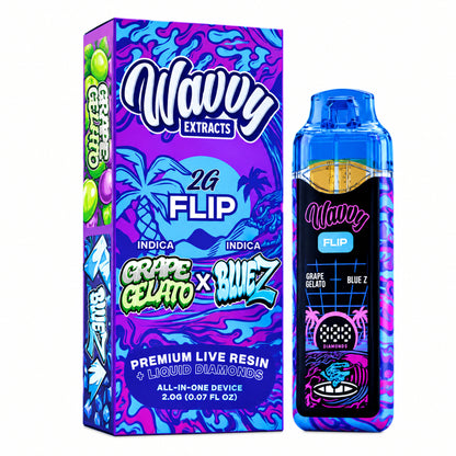 Wavvy Extracts THC-A Dual Flavor Device - 2000mg Grape Gelato (I) / Blue Z (I)
