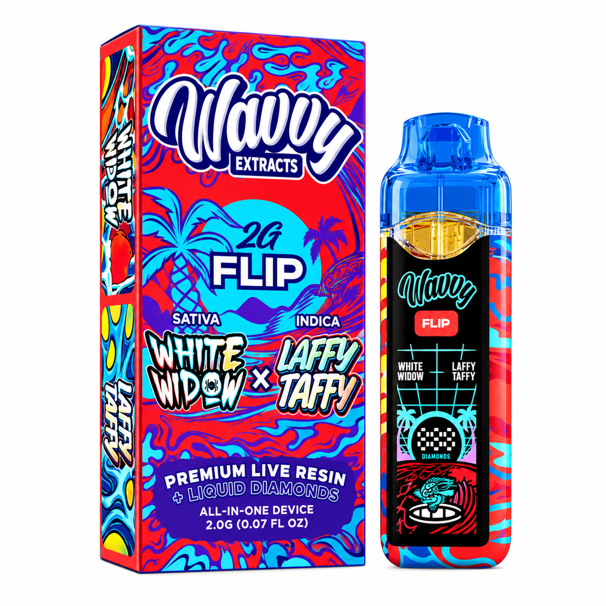 Wavvy Extracts THC-A Dual Flavor Device - 2000mg White Widow (S) / Laffy Taffy (I)