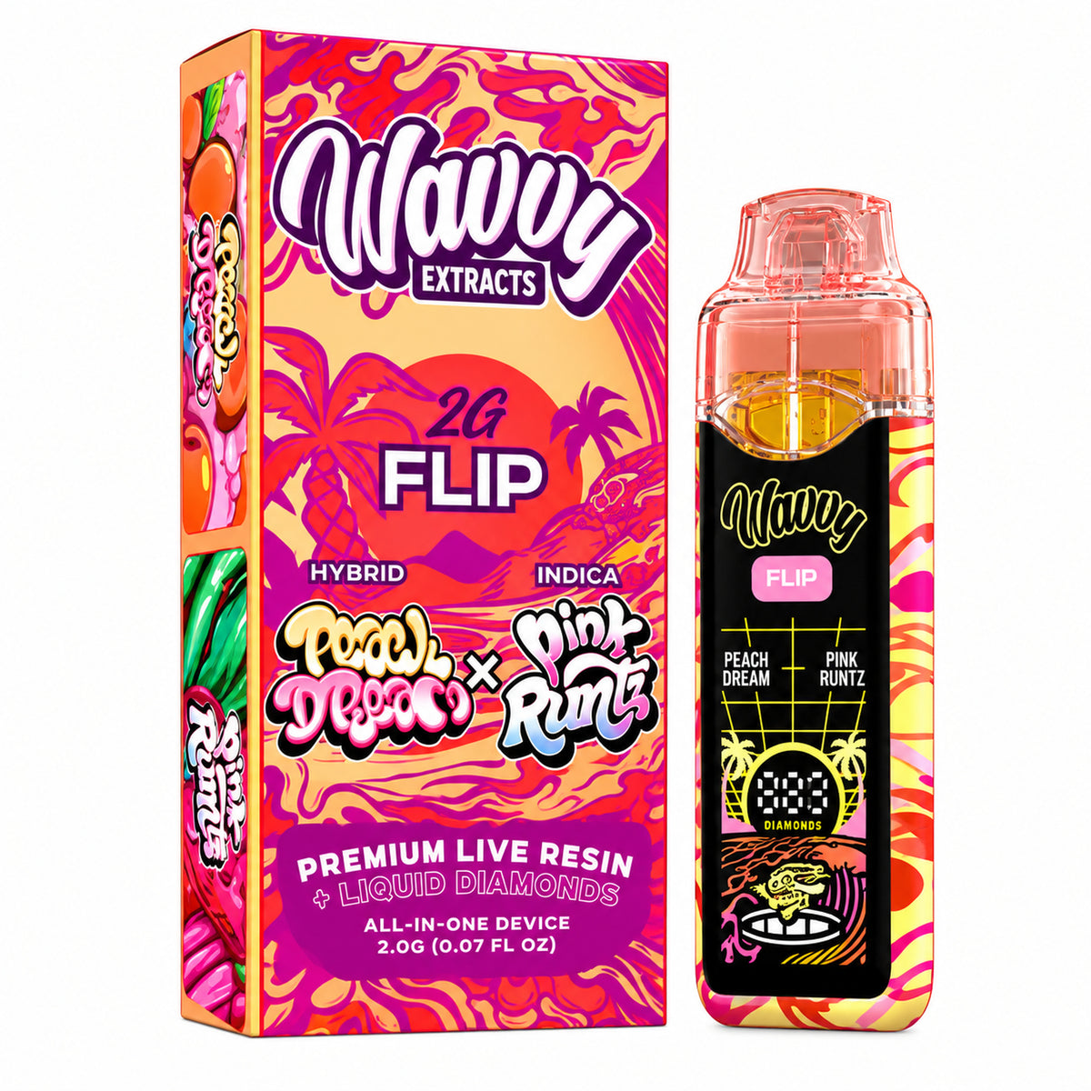 Wavvy Extracts THC-A Dual Flavor Device - 2000mg Peach Dream (H) / Pink Runtz (I)