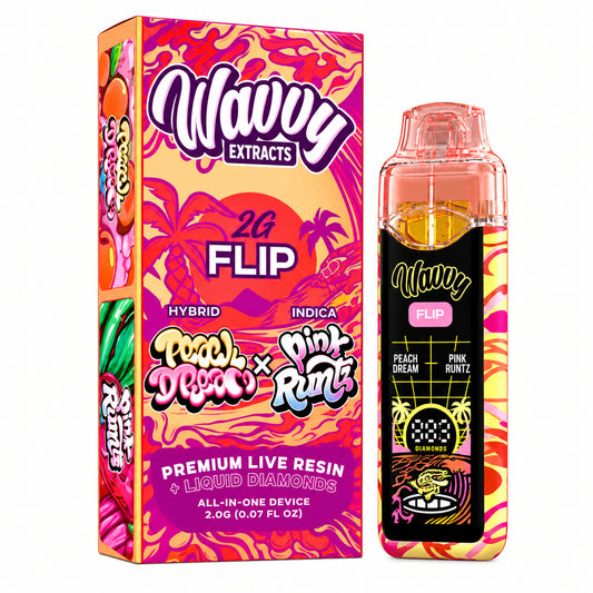 Wavvy Extracts THC-A Dual Flavor Device - 2000mg Peach Dream (H) / Pink Runtz (I)