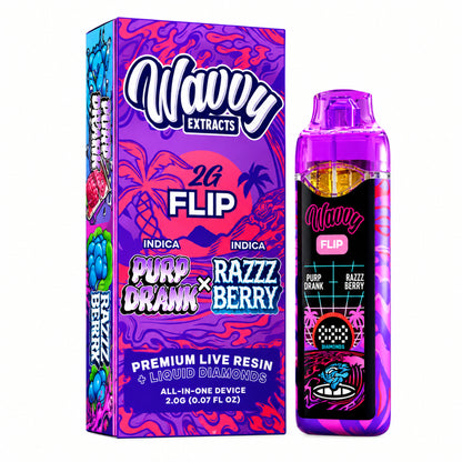 Wavvy Extracts THC-A Dual Flavor Device - 2000mg Purp Drank (I) / Razz Berry (I)